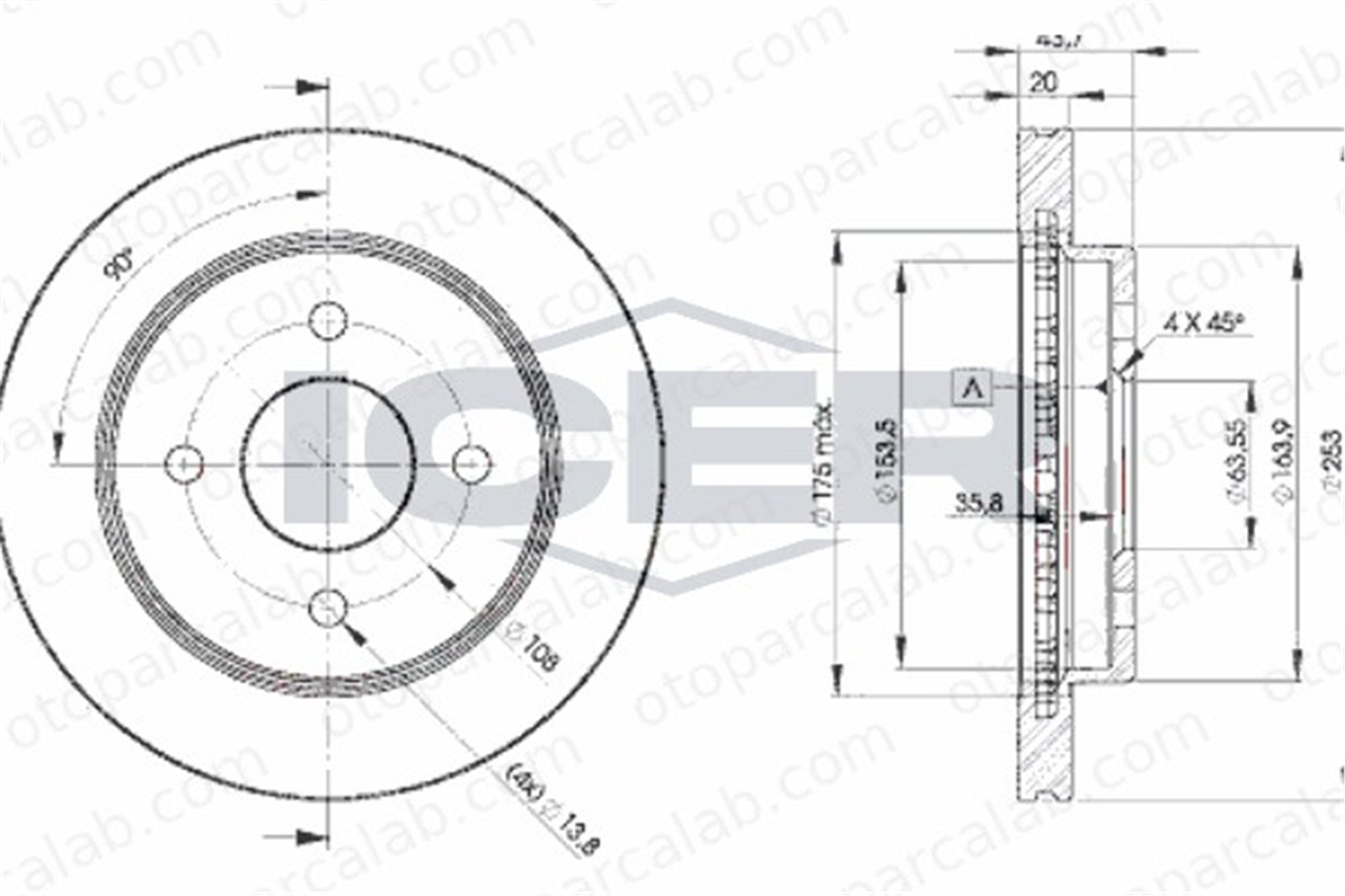 FORD ORJINAL 93BX2A315AD Fren Disk Ayna Arka Sağ ve Sol FORD MONDEO I MONDEO II 93BX2A315AD 5026786