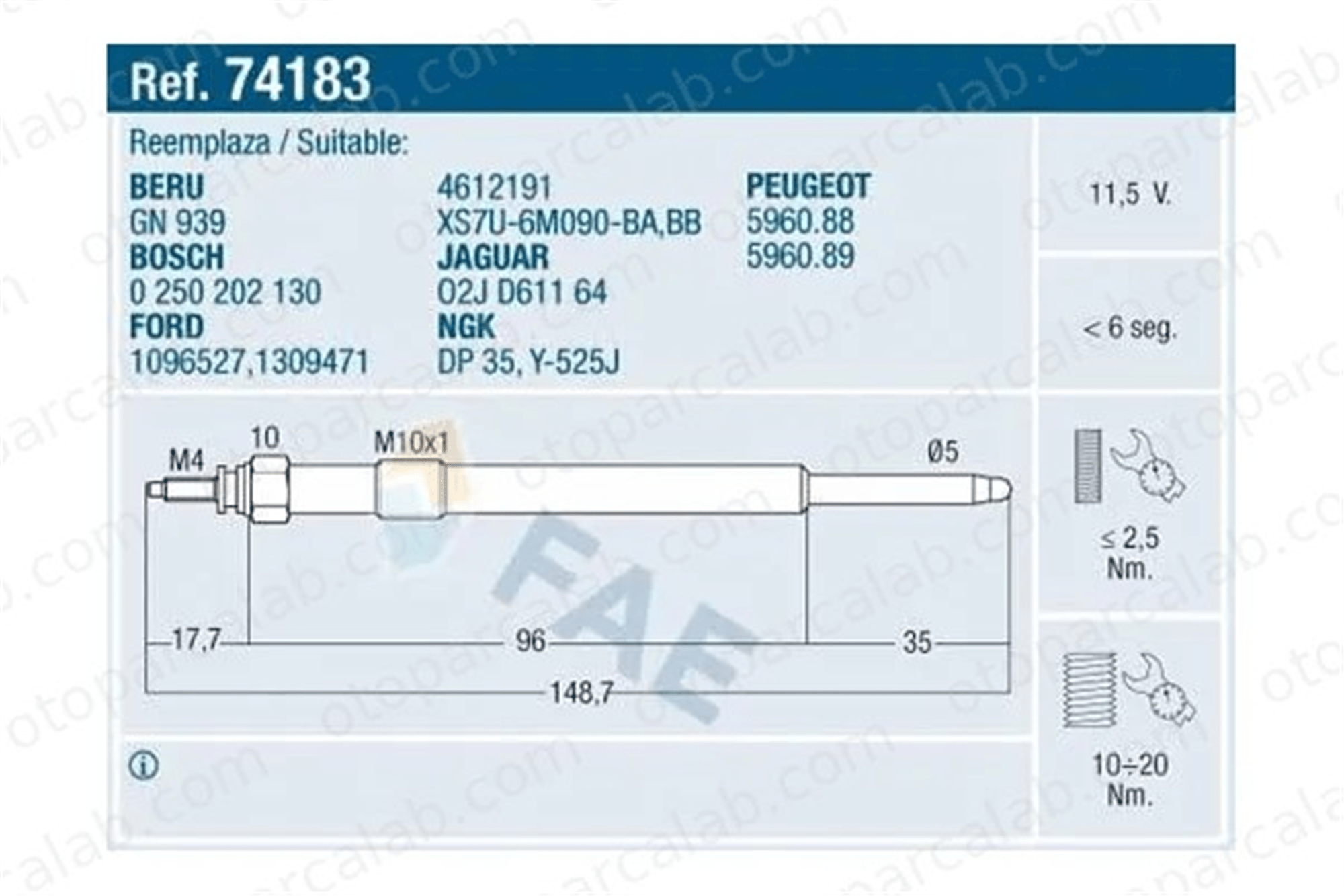 FORD ORJINAL XS7U6M090BB Isıtma Bujisi FORD TRANSIT Minibüs/Otobüs TRANSIT Panelvan/Van XS7U6M090BB 1096527