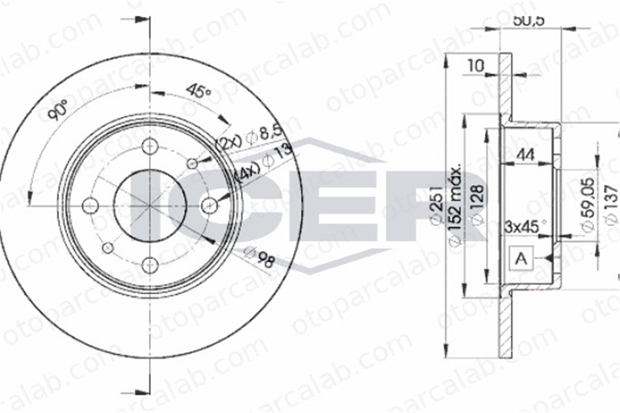 FROW 160.1102.001 Fren Disk Ayna Arka Sağ ve Sol LANCIA THEMA FIAT CROMA 46758715 82433859