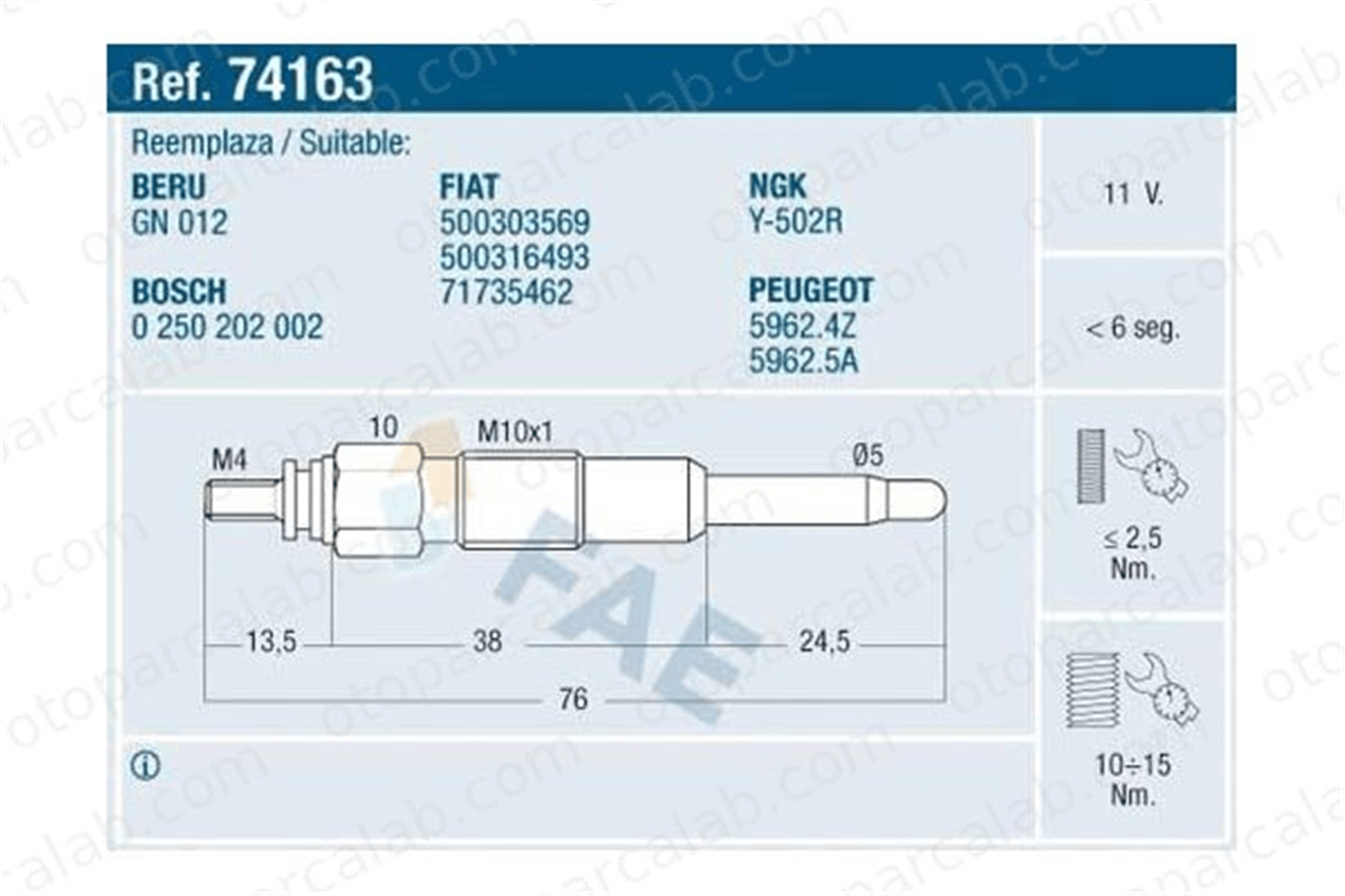 FROW 162.1904.042 Isıtma Bujisi PEUGEOT BOXER Minibüs/Otobüs CITROËN JUMPER Panelvan/Van 500316493 596072