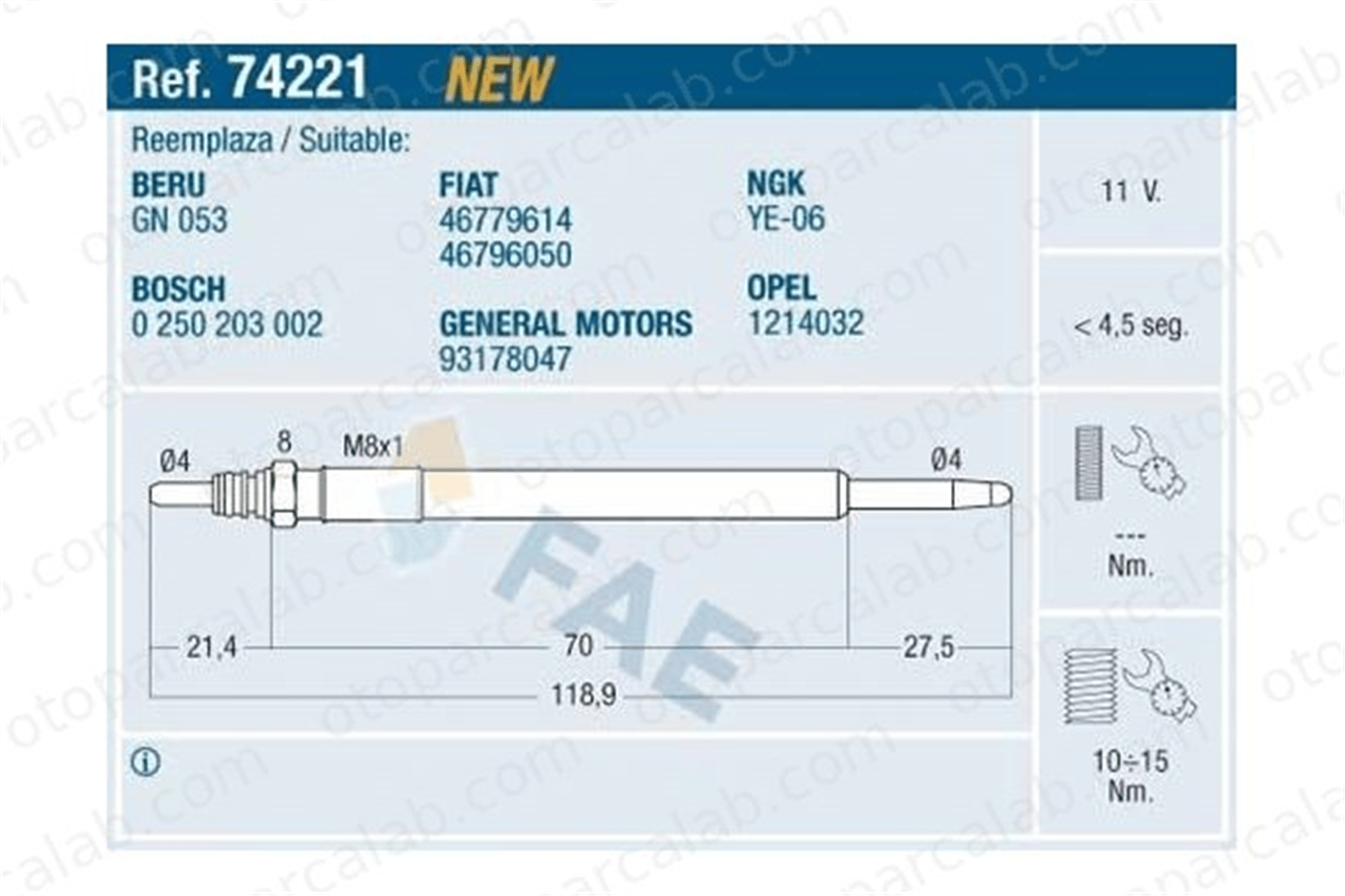 FROW 162.1904.001 Isıtma Bujisi FIAT PANDA LANCIA YPSILON 46796050