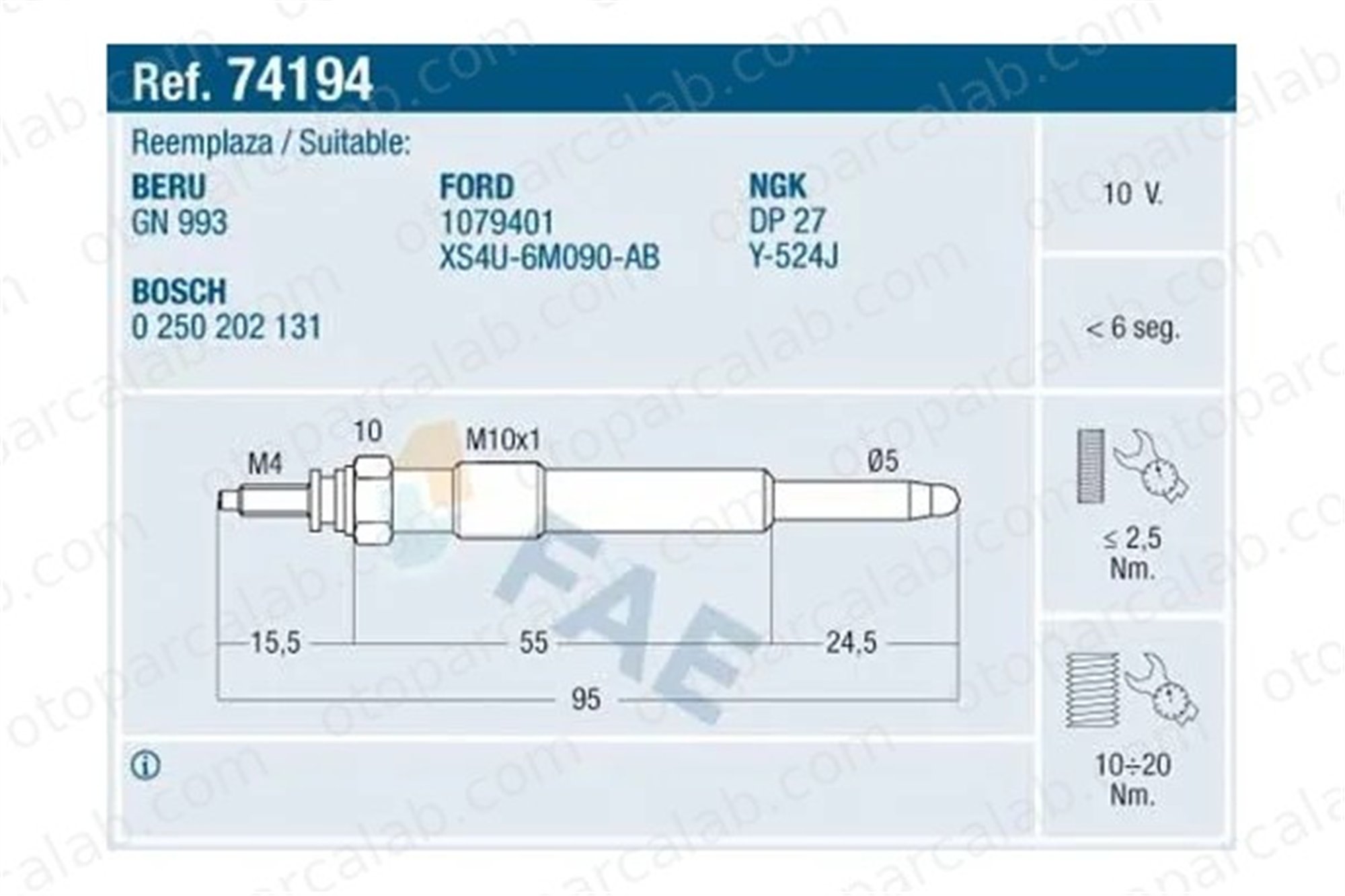 FROW 162.1904.021 Isıtma Bujisi FORD FOCUS I FOCUS I Turnier XS4U6M090A 1079401