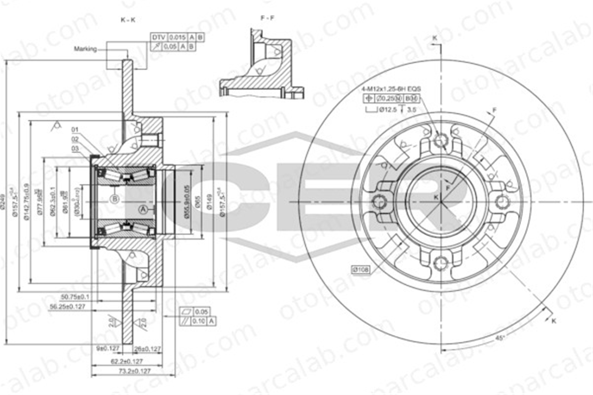 FROW 258.1111.001 Fren Disk Ayna Arka Sağ ve Sol PEUGEOT 308 I CITROËN C4 II 1609249980 1619238780