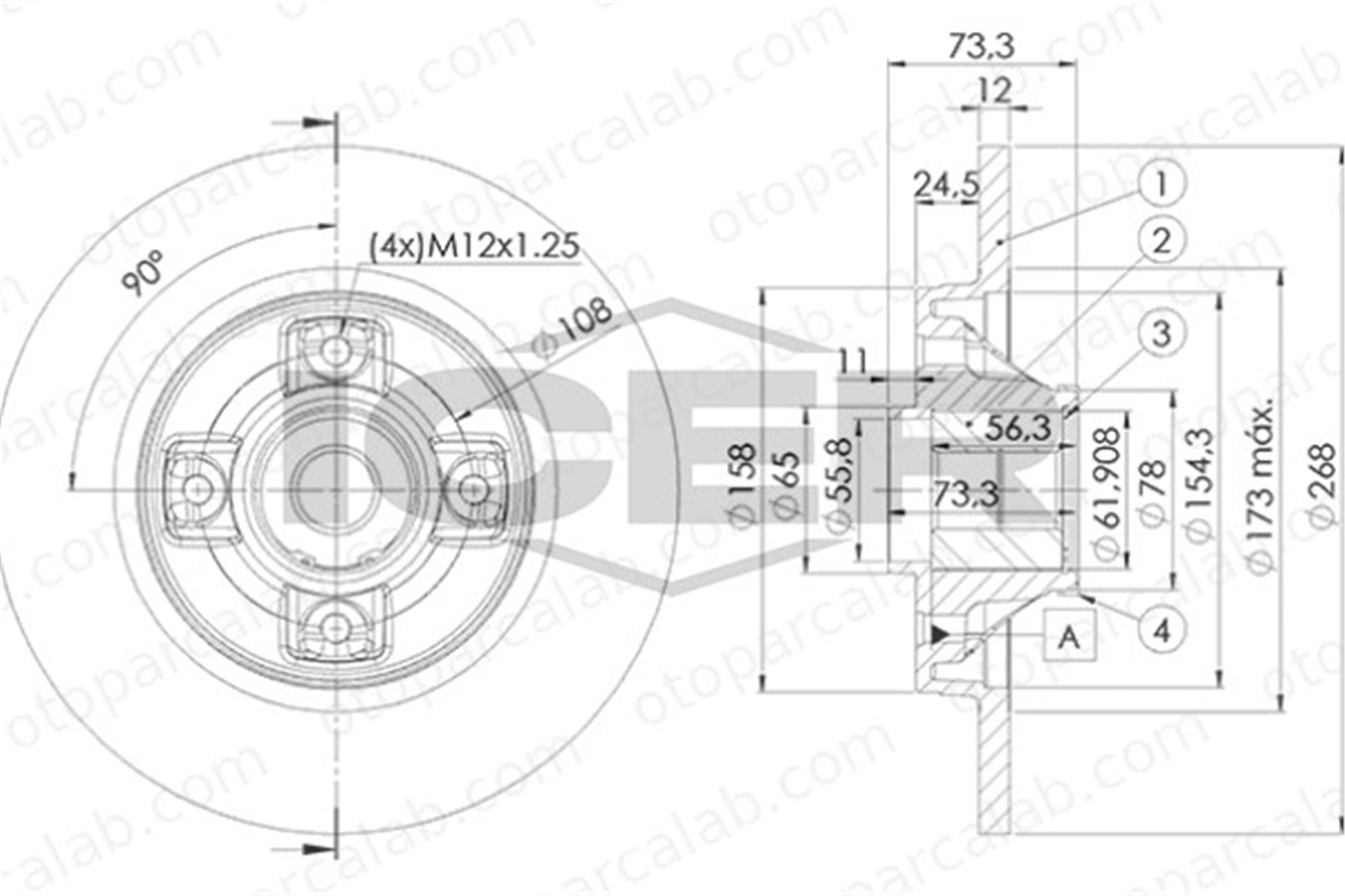 FROW 283.1111.001 Fren Disk Ayna Arka Sağ ve Sol CITROËN BERLINGO Kasa/büyük limuzin PEUGEOT PARTNER Kasa/büyük limuzin 424946 424945