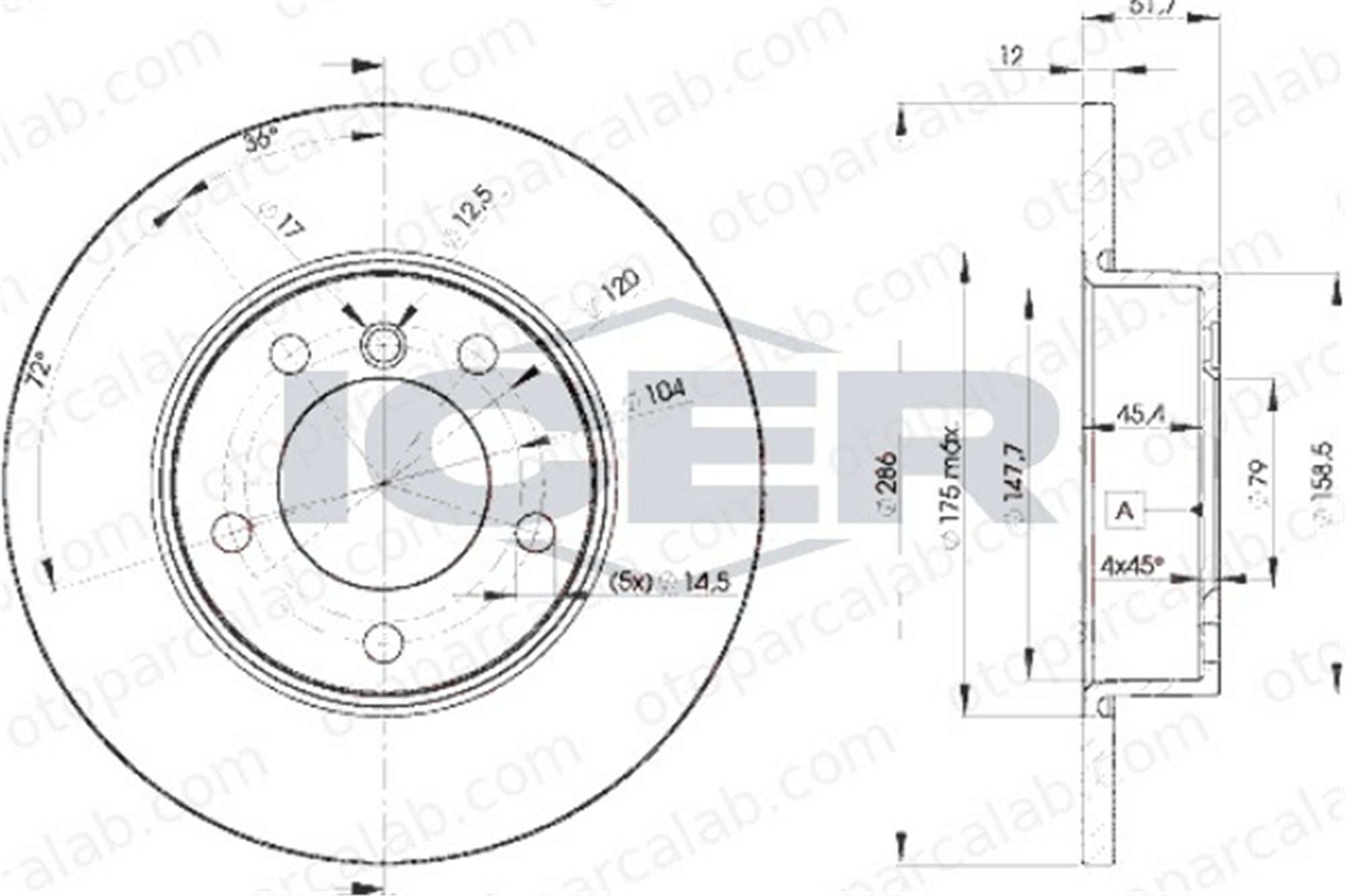 FROW 384.1101.003 Fren Disk Ayna Ön Sağ ve Sol BMW 3 3 Compact 34116757750 34116757751