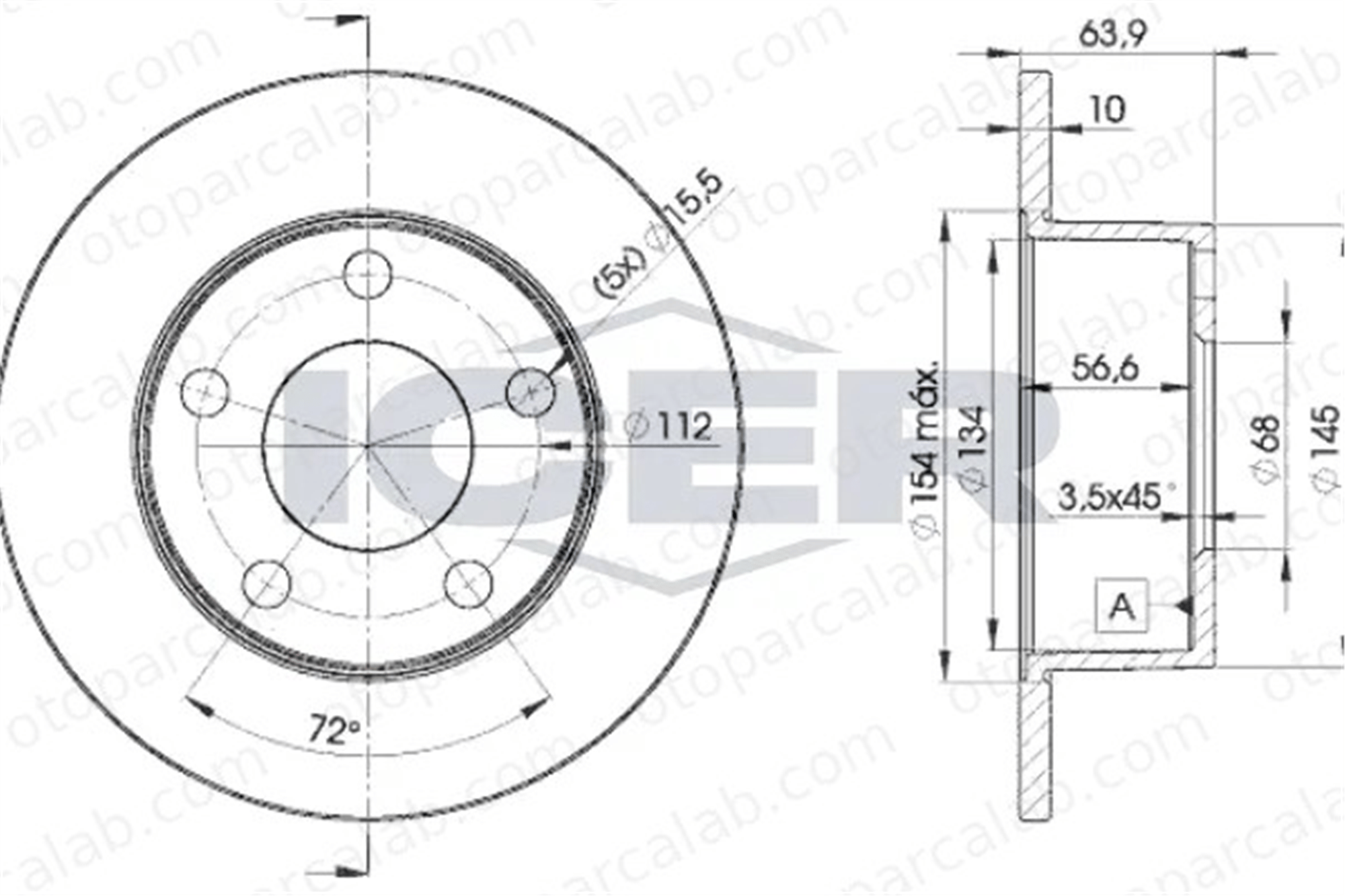 FROW 407.1105.001 Fren Disk Ayna Arka Sağ ve Sol AUDI A6 C5 Avant A6 C5 4A0615601A 8E0615601