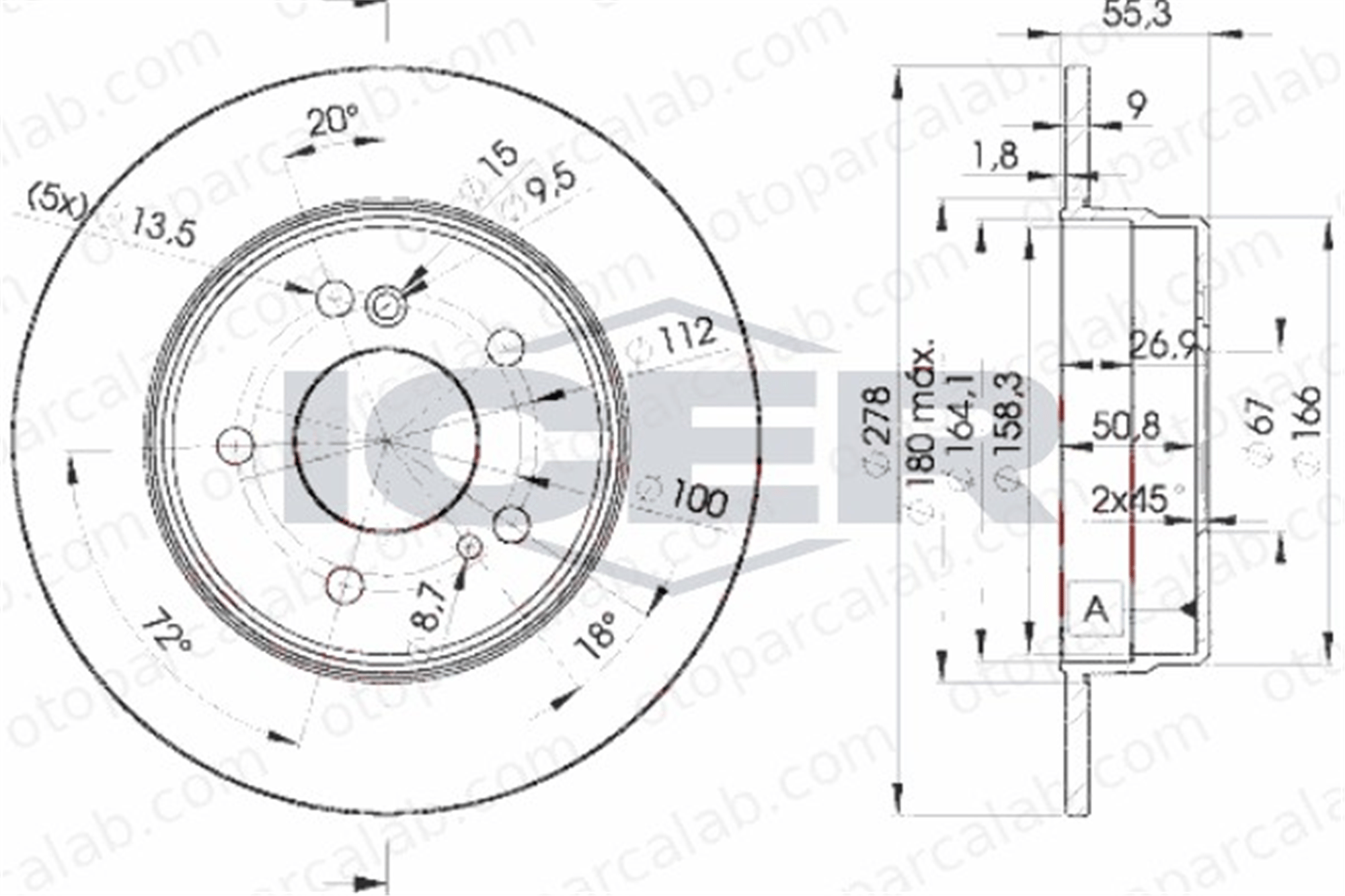 FROW 490.1102.001 Fren Disk Ayna Arka Sağ ve Sol MERCEDES-BENZ 124 T-Model E-SERISI 2034230112 5098065AA