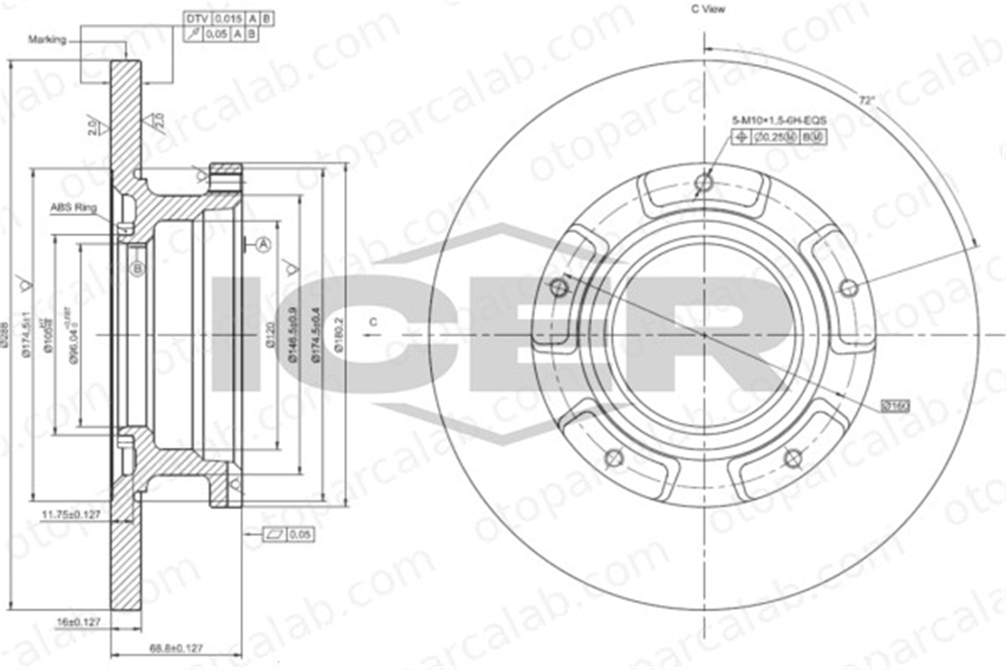 FROW 504.1102.011 Fren Disk Ayna Arka Sağ ve Sol FORD TRANSIT CUSTOM V362 Minibüs/Otobüs TRANSIT V363 Panelvan/Van BK212A097FA 1764283