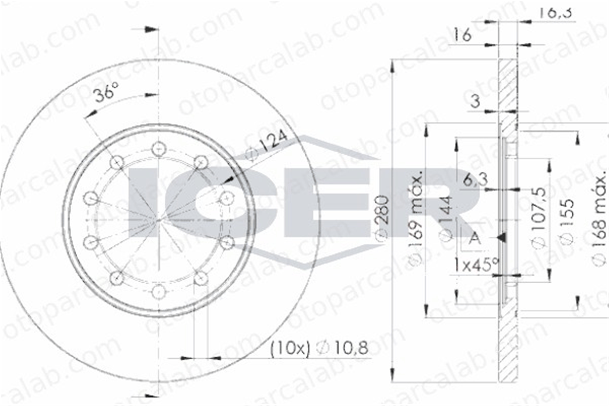 FROW 504.1102.009 Fren Disk Ayna Arka Sağ ve Sol FORD TRANSIT Panelvan/Van TRANSIT Platform şasi 1464031 1371420