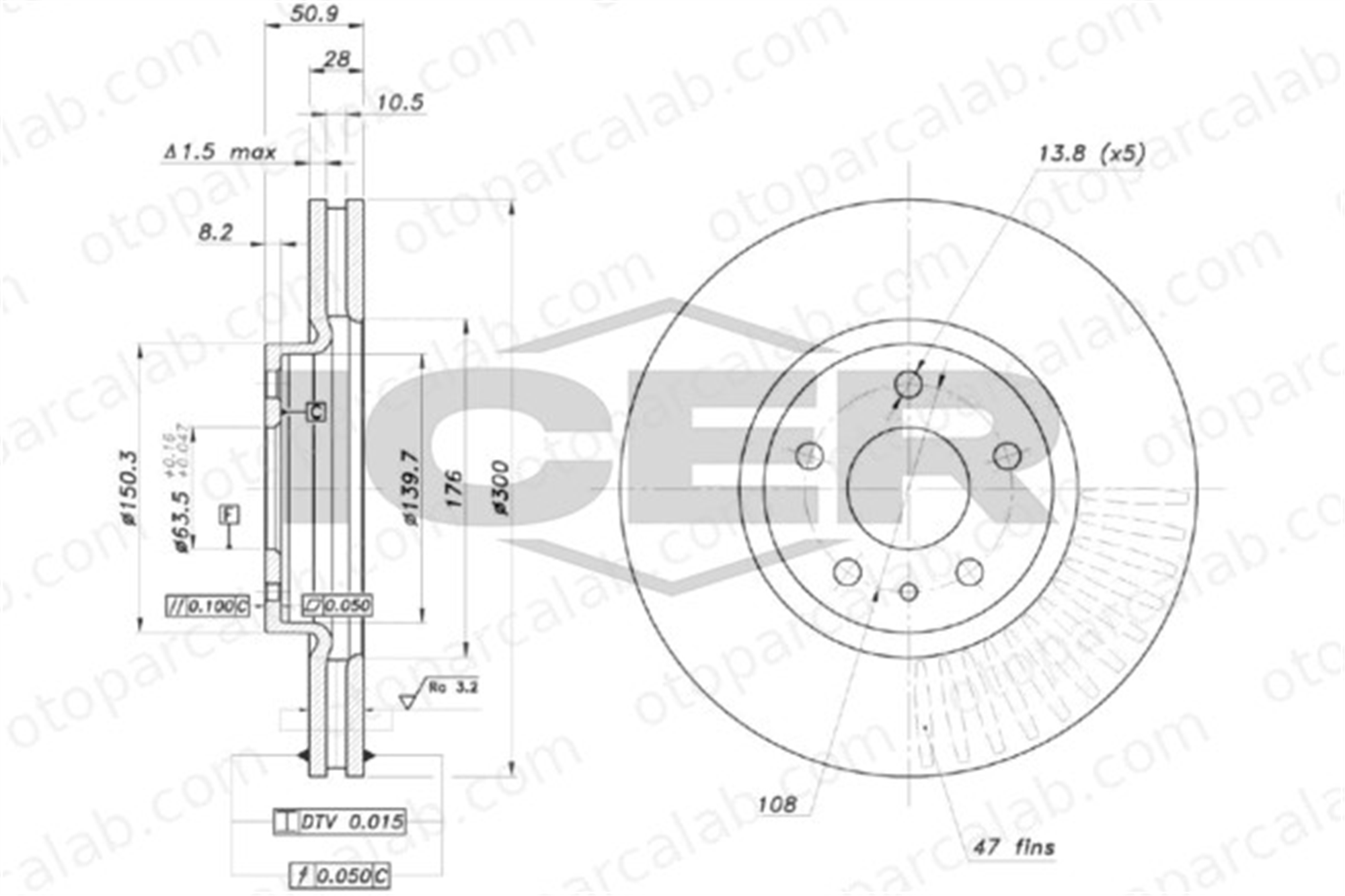FROW 517.1101.001 Fren Disk Ayna Ön Sağ ve Sol FORD MONDEO V Turnier MONDEO V Hatchback 5202199 DG9Z1125A