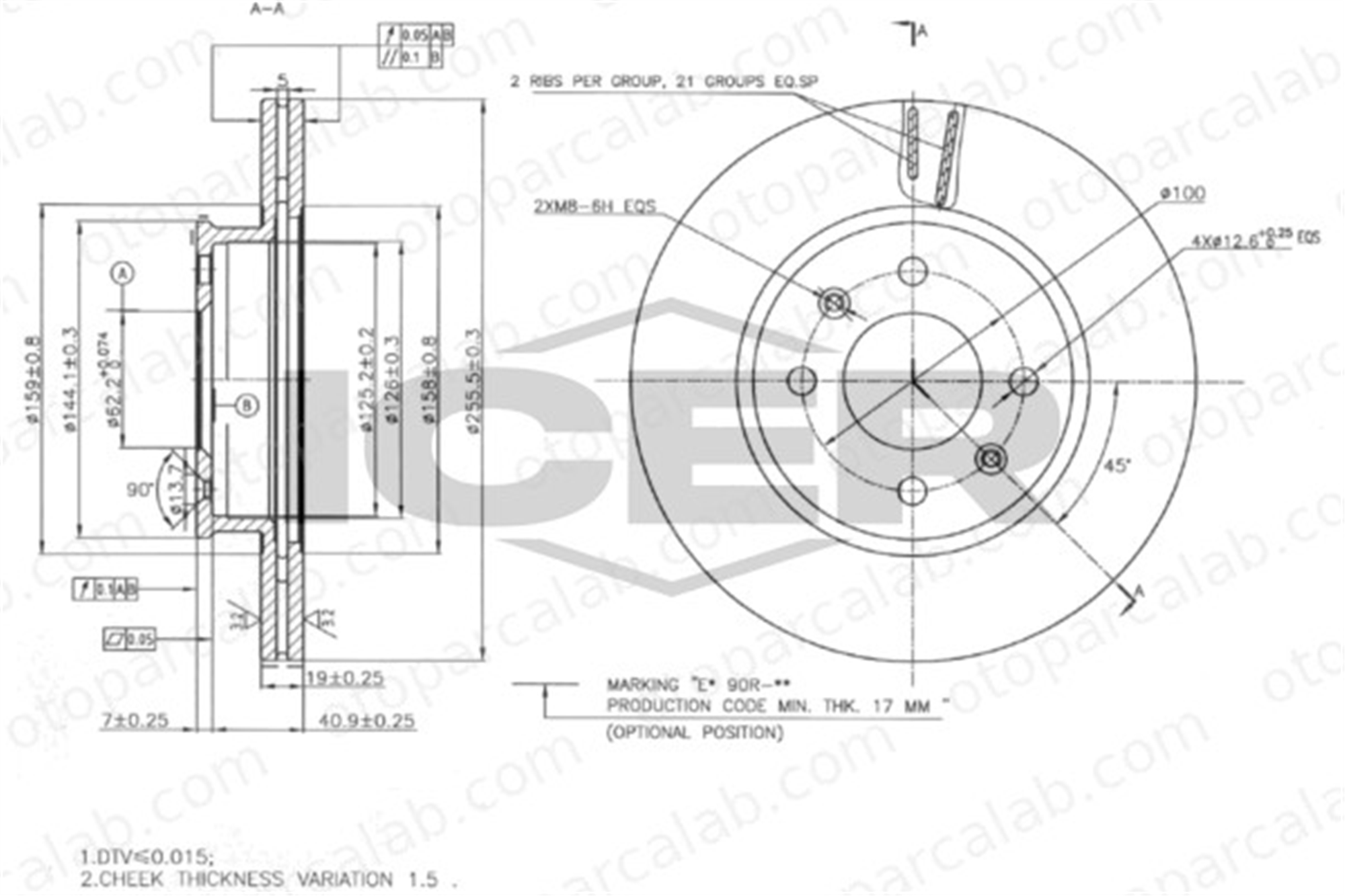 FROW 563.1101.004 Fren Disk Ayna Ön Sağ ve Sol HYUNDAI GETZ 517121C050