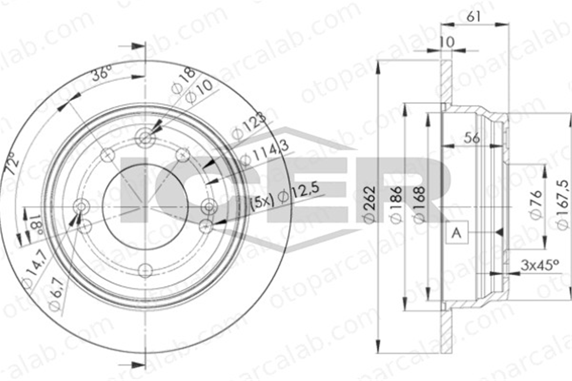 FROW 573.1102.001 Fren Disk Ayna Arka Sağ ve Sol HYUNDAI i30 i30 Station wagon 584111H100 584111H300