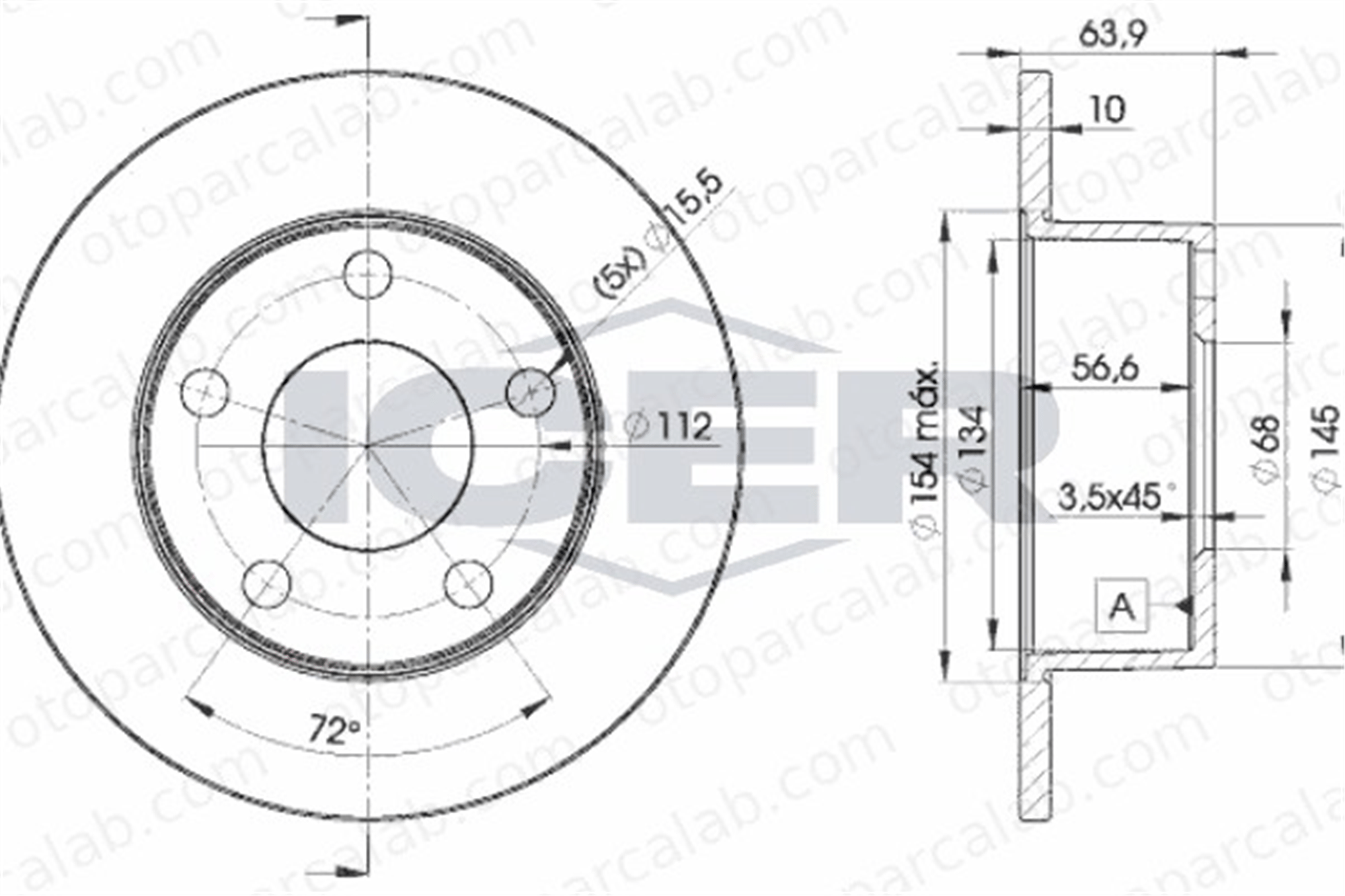FROW 603.1102.001 Fren Disk Ayna Arka Sağ ve Sol AUDI A6 C5 Avant A6 C5 4A0615601 4A0615601A