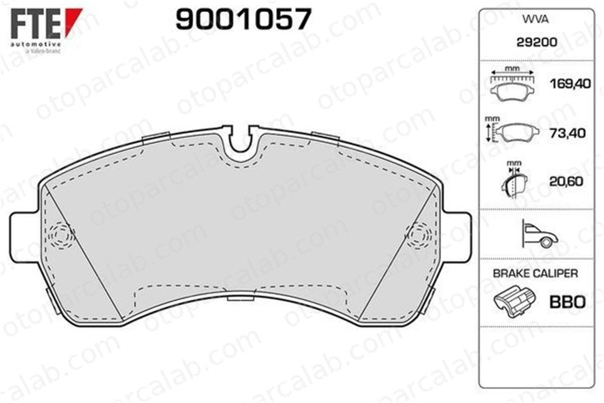 FTE 9001057 Fren Disk Balata Ön MERCEDES-BENZ SPRINTER 3,5-t Panelvan/Van SPRINTER 3,5-t Platform şasi 2E0698151A A0044208220