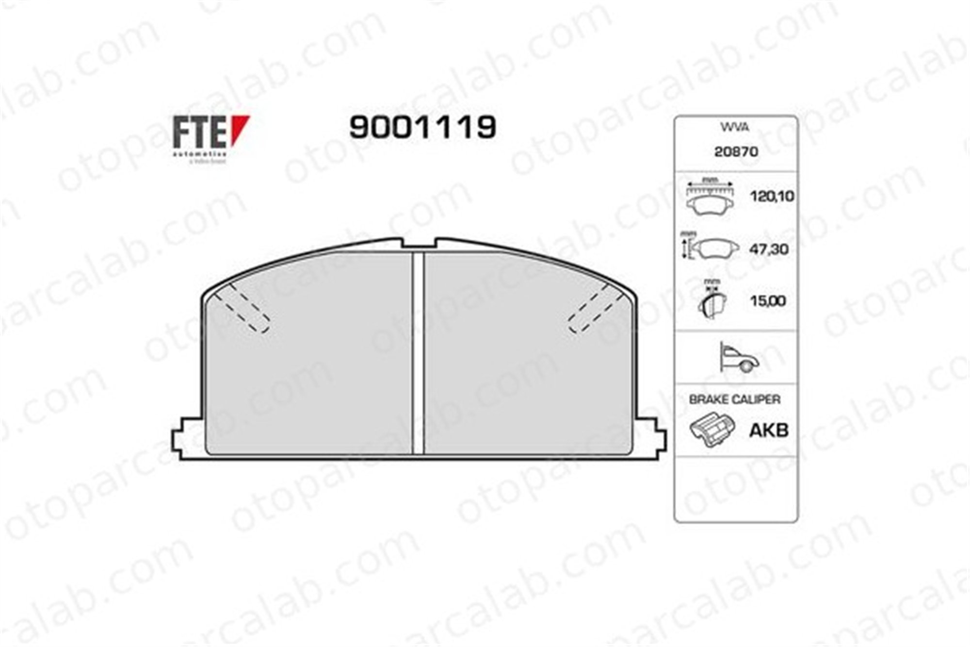FTE 9001119 Fren Disk Balata Ön TOYOTA COROLLA COROLLA Liftback 449112251 04491-12251