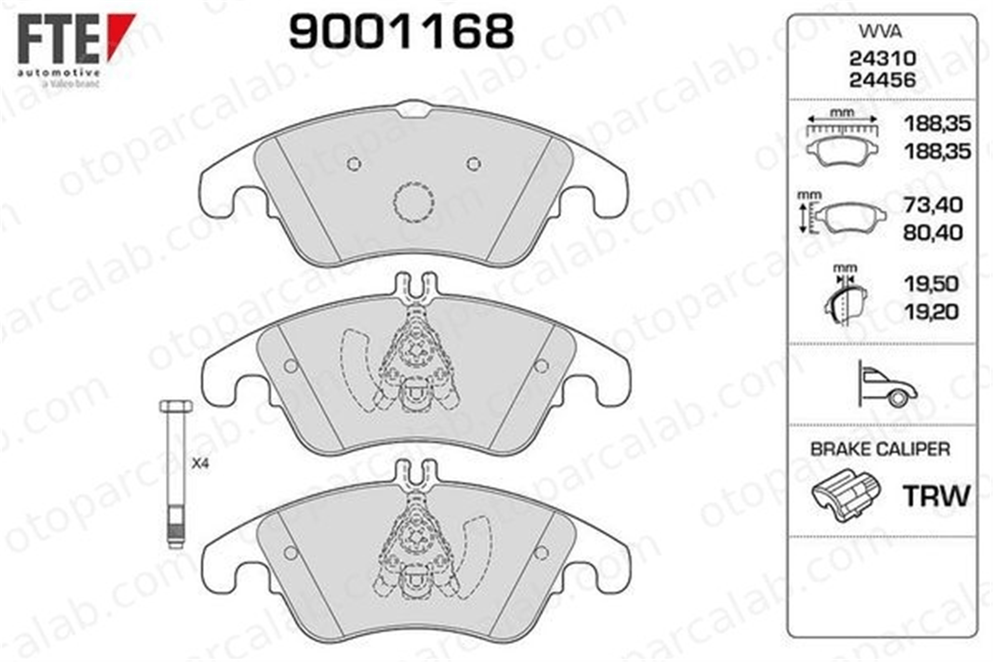 FTE 9001168 Fren Disk Balata Ön MERCEDES-BENZ E-SERISI E-SERISI T-Model A0074207520 A0054201020