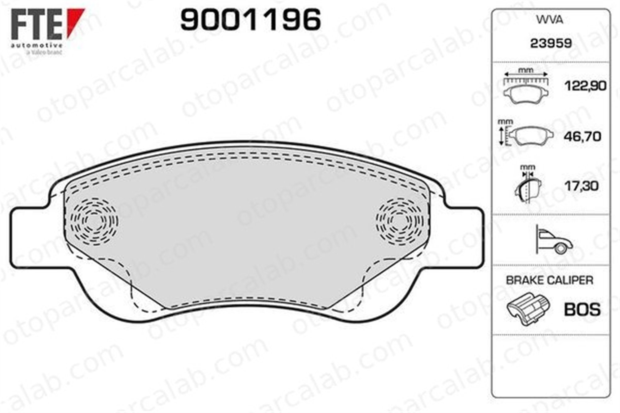 FTE 9001196 Fren Disk Balata Ön TOYOTA AYGO CITROËN C1 II 1613819980 425328