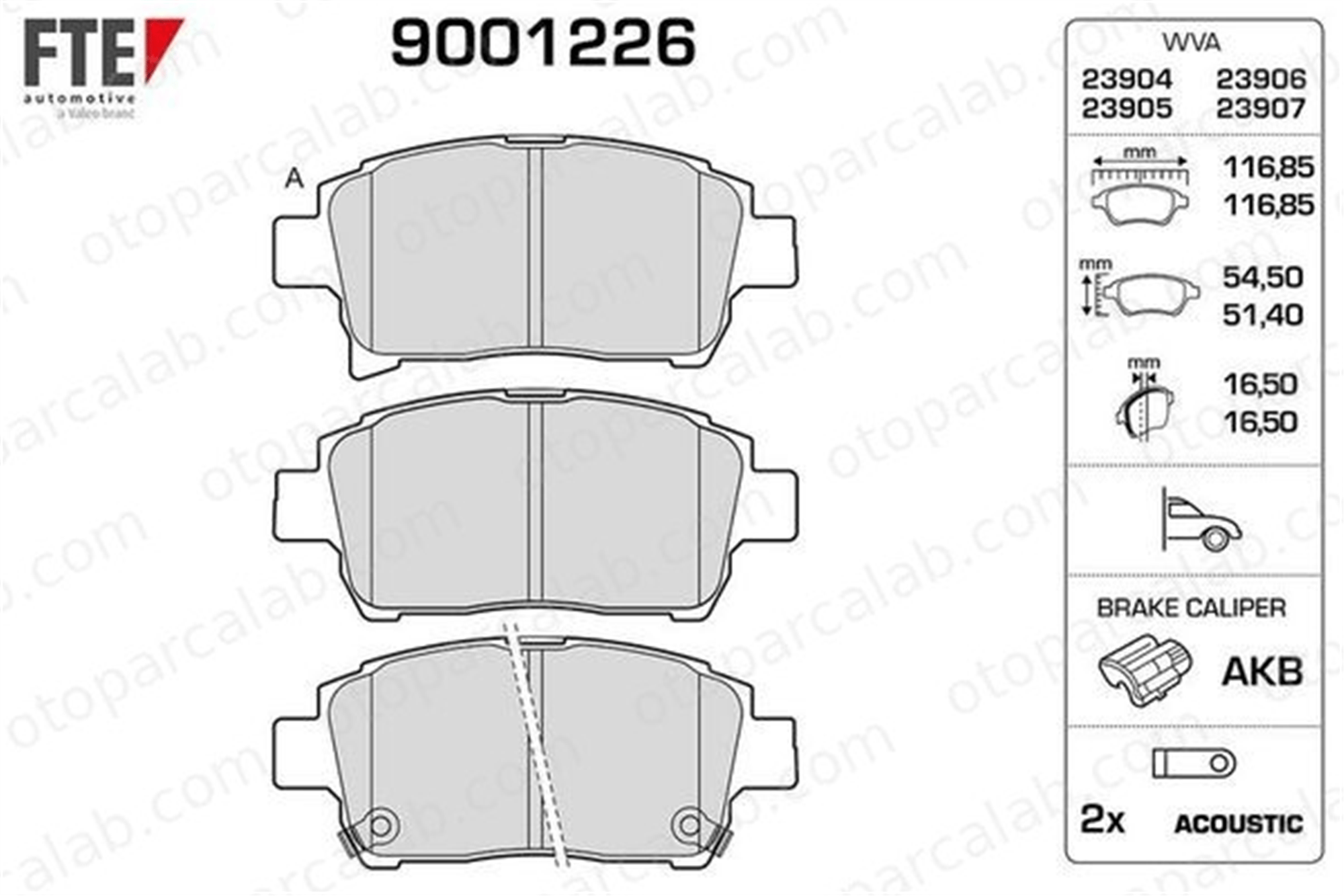 FTE 9001226 Fren Disk Balata Ön TOYOTA COROLLA YARIS VERSO 446547050 04465-47050