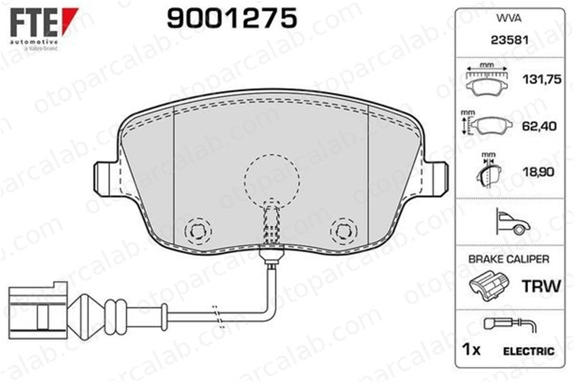 FTE 9001275 Fren Disk Balata Ön SKODA FABIA I Combi VW POLO 6Q0698151C
