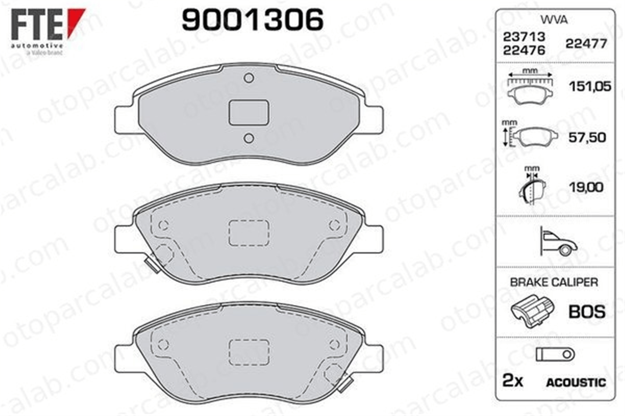 FTE 9001306 Fren Disk Balata Ön FIAT TIPO Hatchback TIPO Station wagon 77367923 77368553