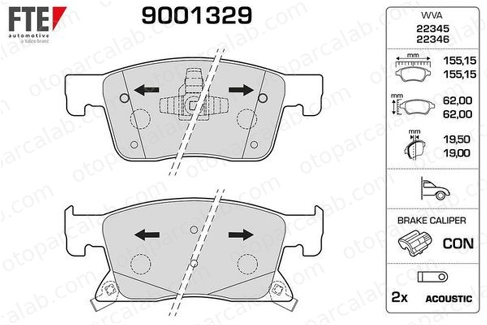FTE 9001329 Fren Disk Balata Ön OPEL ASTRA K ASTRA K Sports Tourer 13478301 95526567