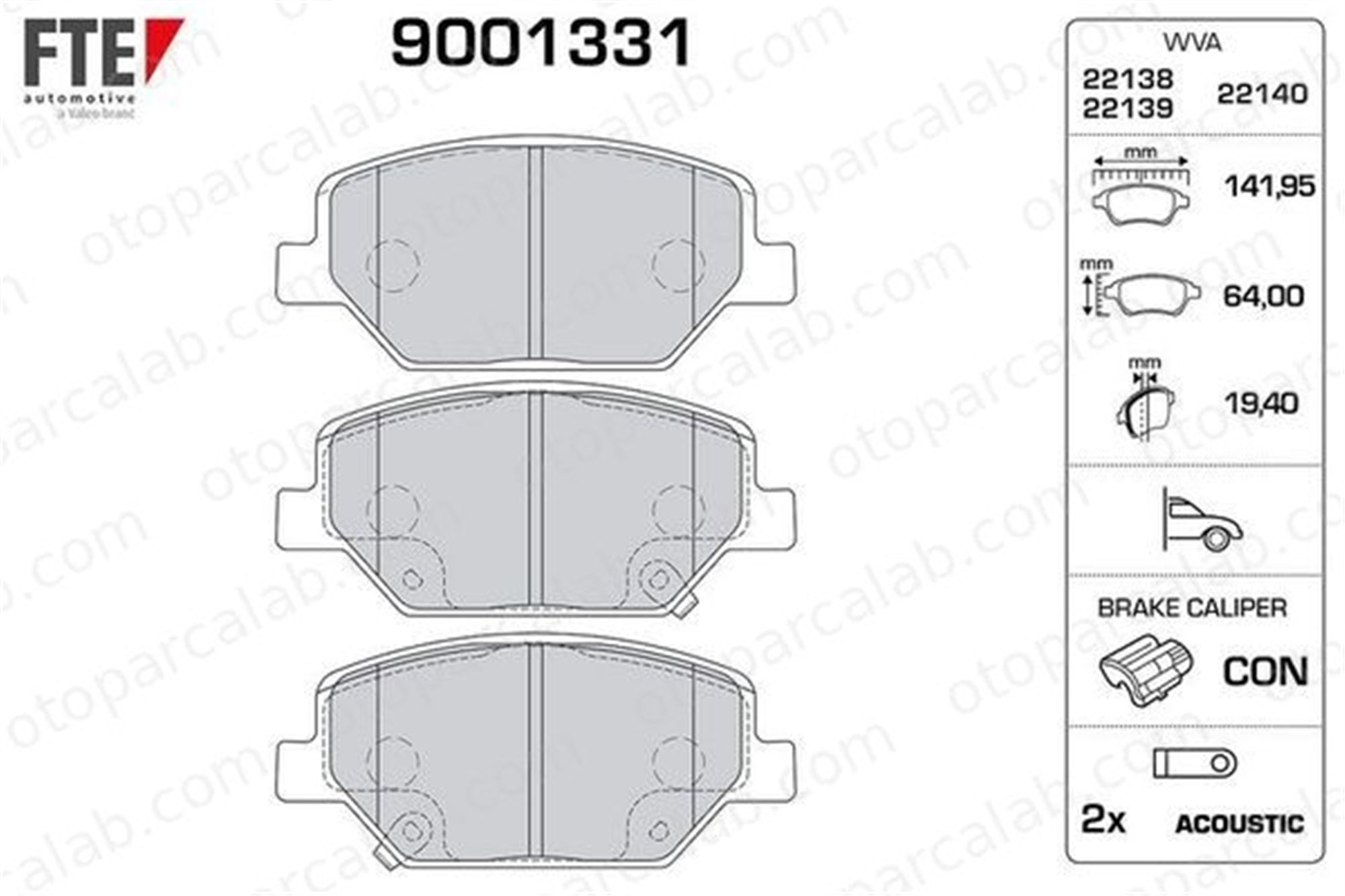 FTE 9001331 Fren Disk Balata Ön OPEL INSIGNIA B Grand Sport INSIGNIA B Sports Tourer 84120877
