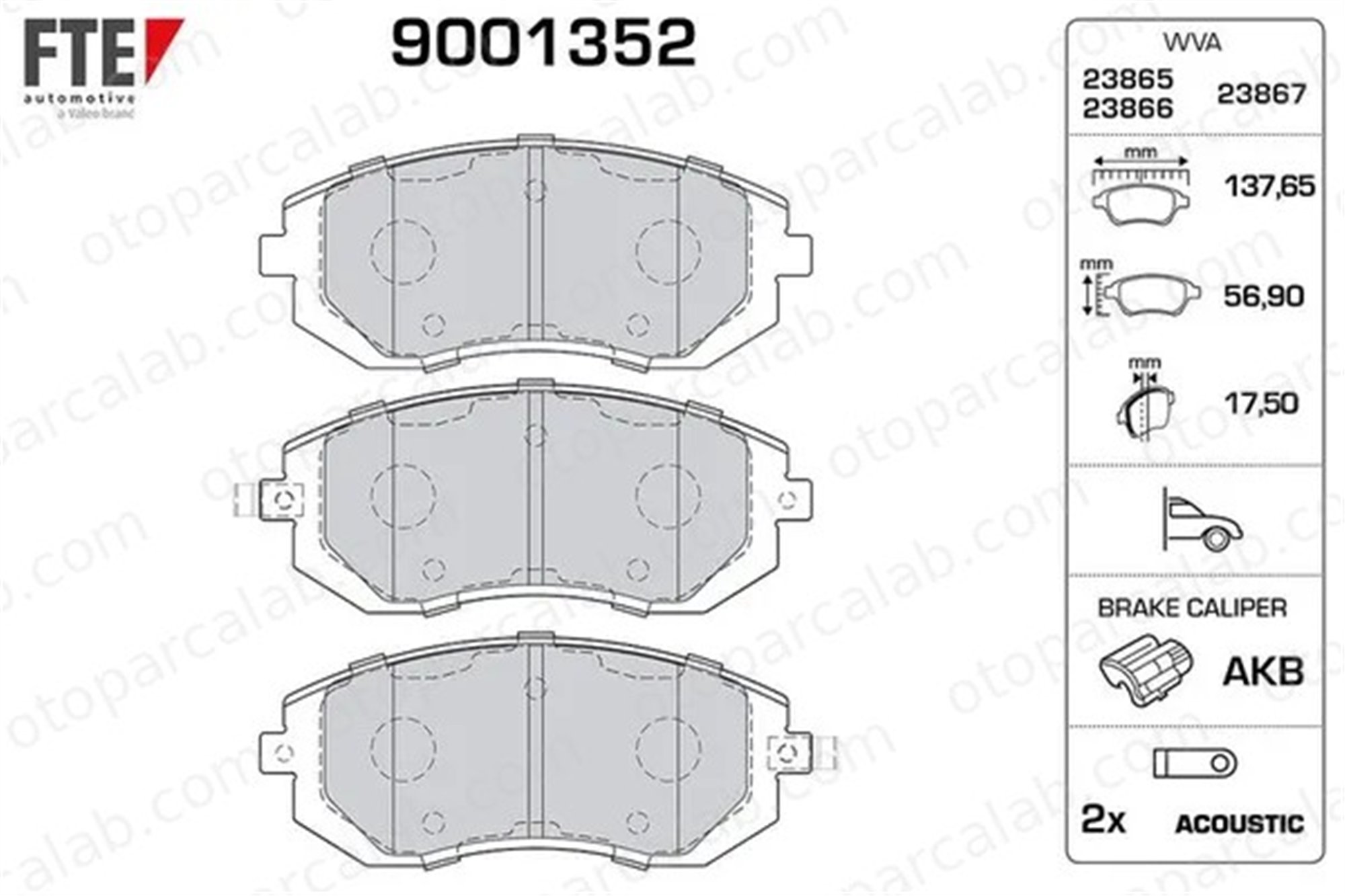 FTE 9001352 Fren Disk Balata Ön SUBARU IMPREZA Hatchback FORESTER 26296SC021 26296FE020