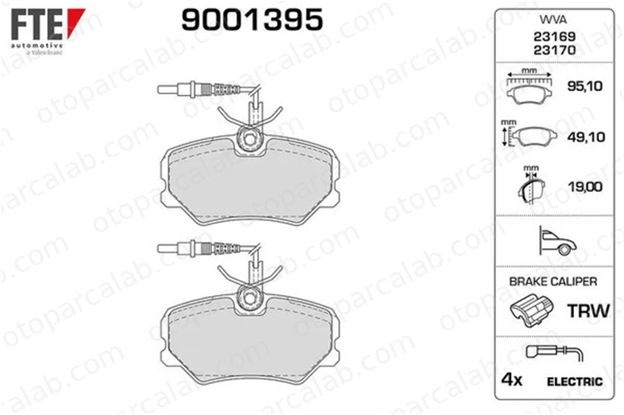 FTE 9001395 Fren Disk Balata Ön PEUGEOT 405 I 405 I Break 425107 95666894