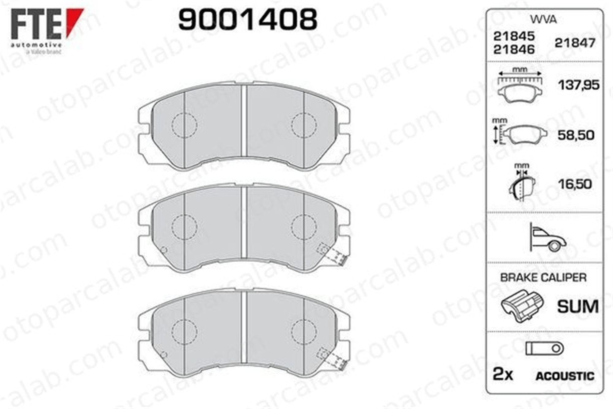 FTE 9001408 Fren Disk Balata Ön OPEL FRONTERA B ISUZU TFR/TFS Pick-up 1605848 1605852