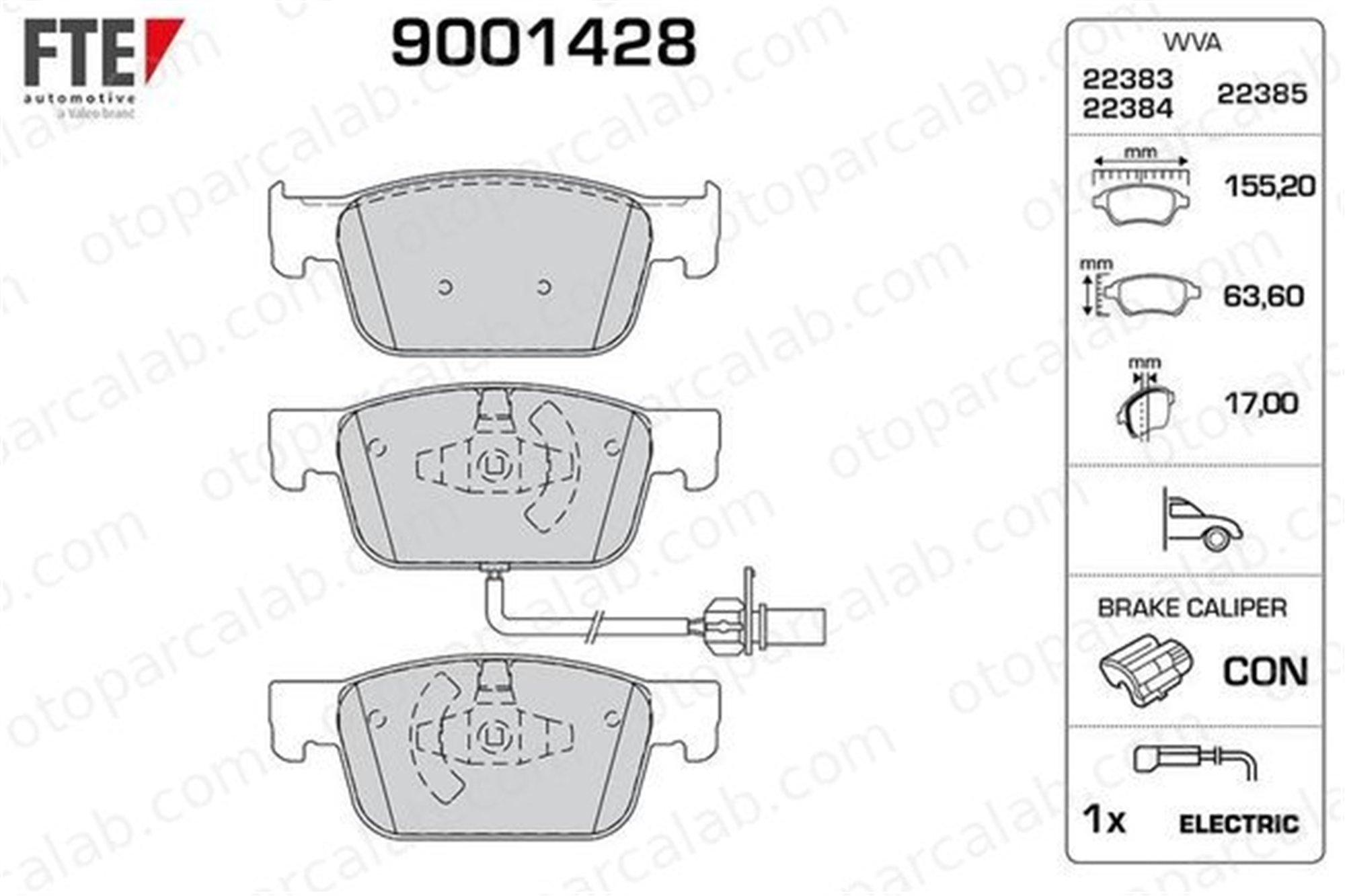 FTE 9001428 Fren Disk Balata Ön AUDI A4 B9 A4 B9 Avant 8W0698151Q 8W0698151AA