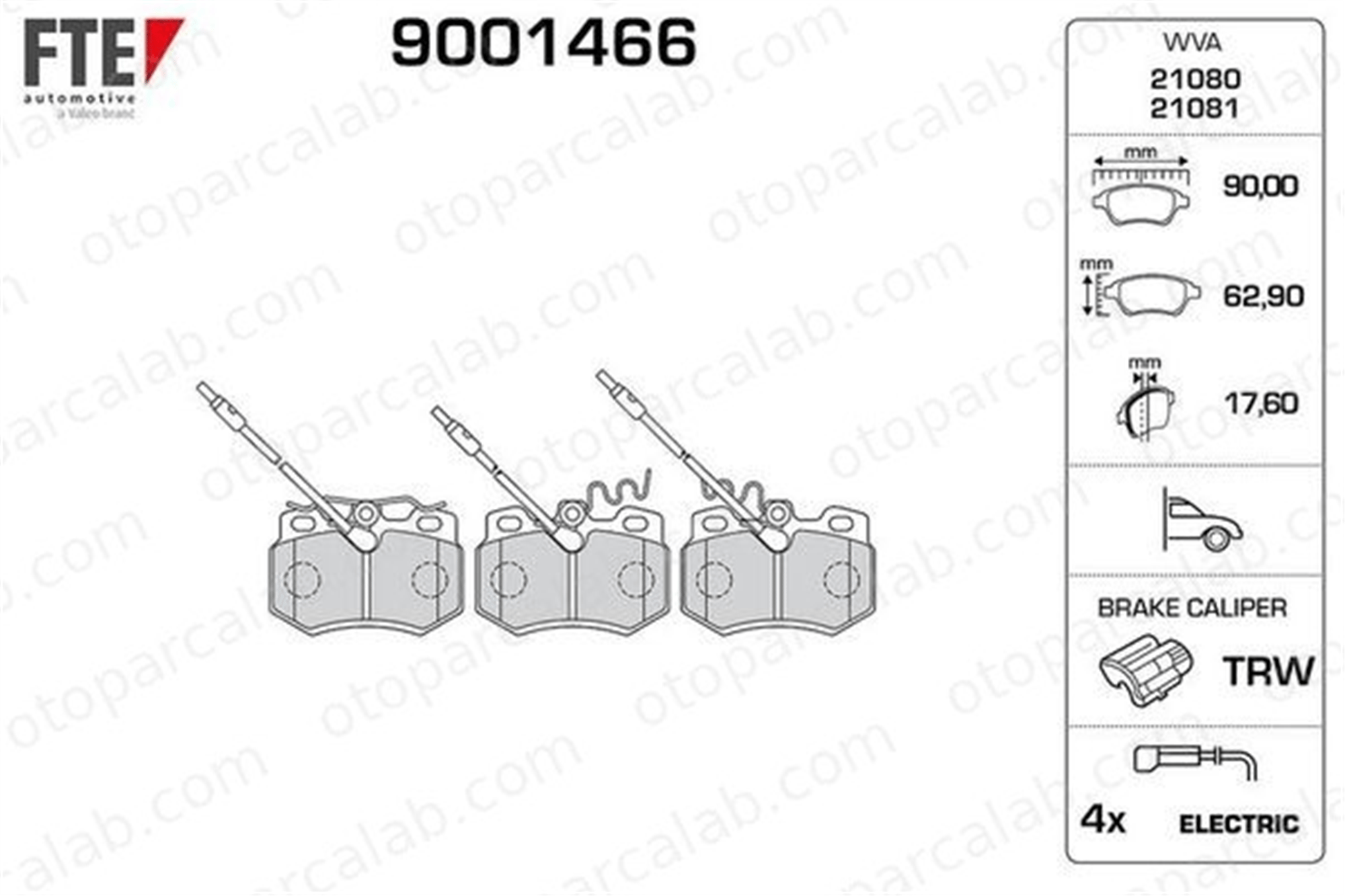 FTE 9001466 Fren Disk Balata Ön CITROËN C15 Kasa/büyük limuzin C15 Station wagon 95659353 95661871