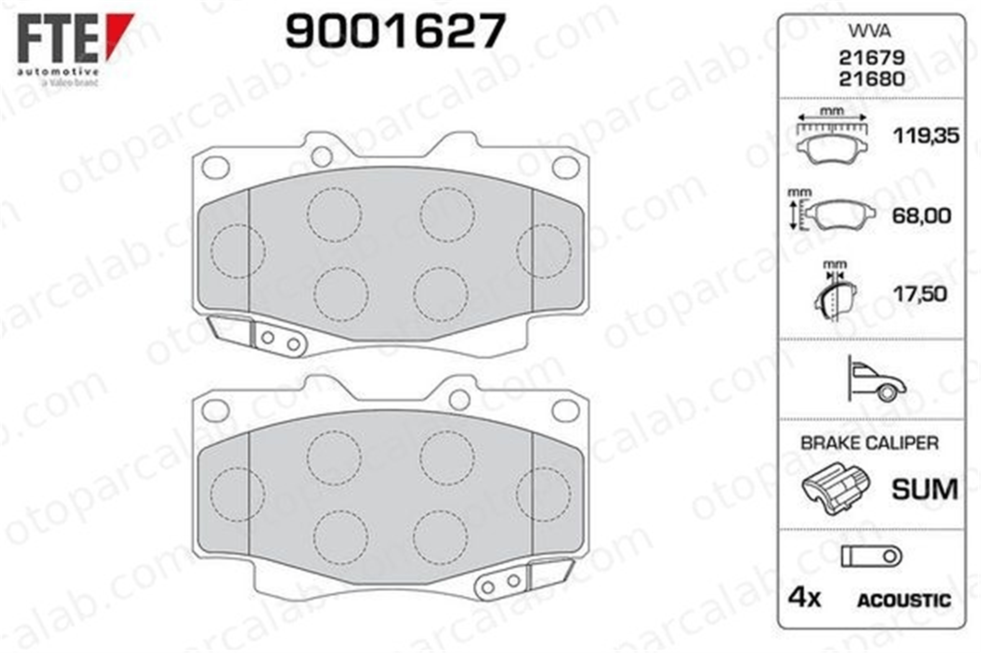 FTE 9001627 Fren Disk Balata Ön TOYOTA HILUX VI Pick-up 4465040300446504630044650K21004 446504060