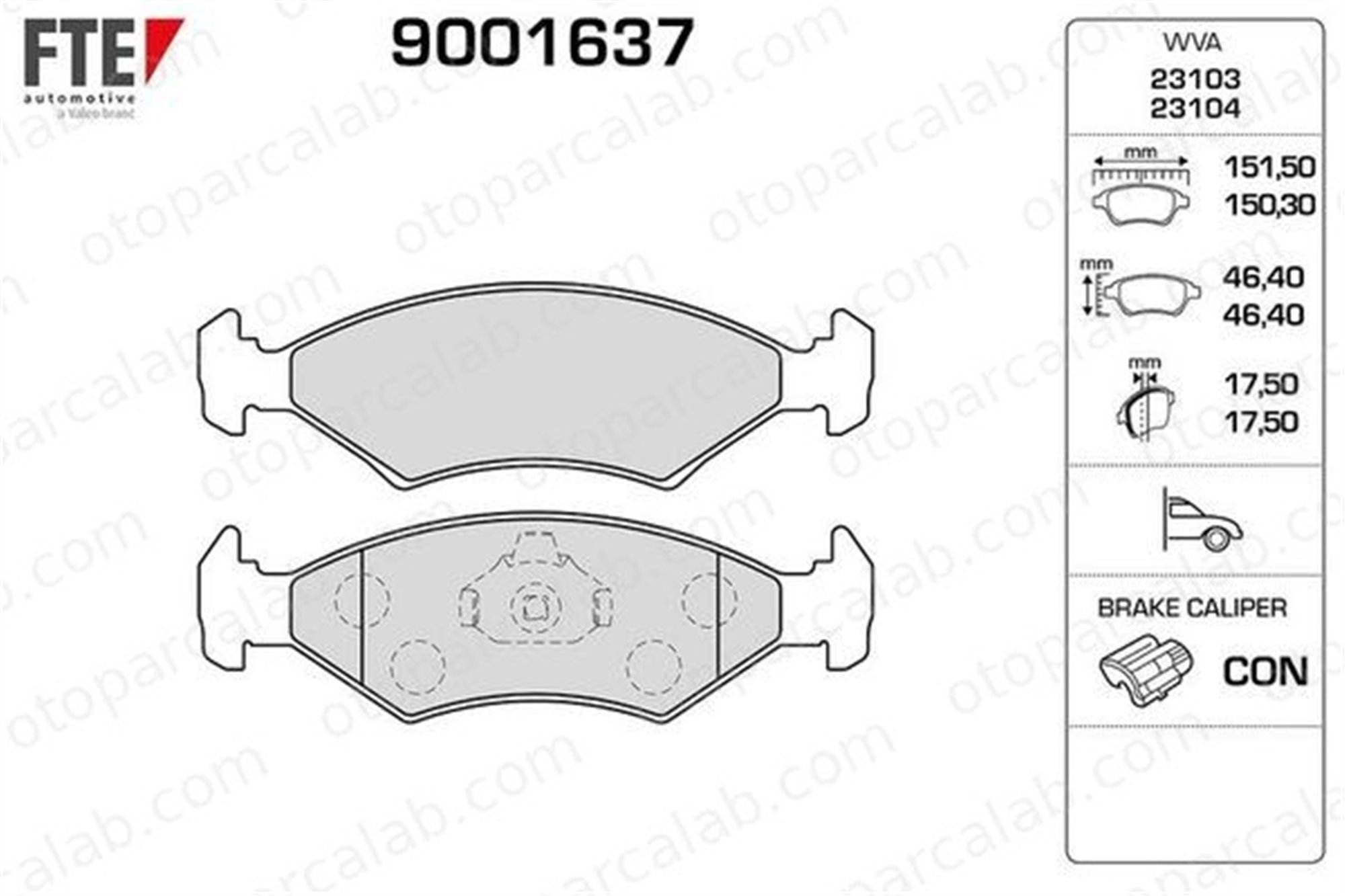 FTE 9001637 Fren Disk Balata Ön FORD FIESTA IV FIESTA Kasa/büyük limuzin 1010503 1042688
