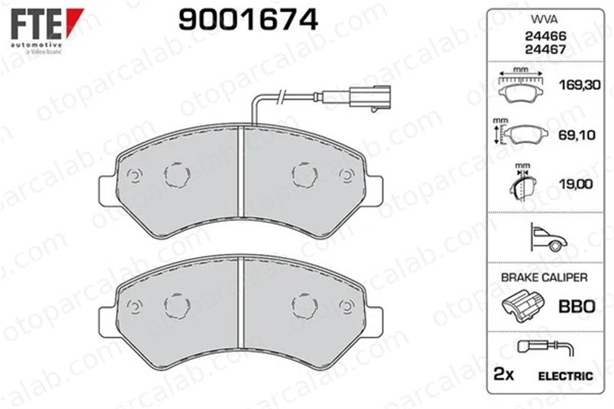 FTE 9001674 Fren Disk Balata Ön CITROËN JUMPER Panelvan/Van FIAT DUCATO Panelvan/Van 71770040 71770042