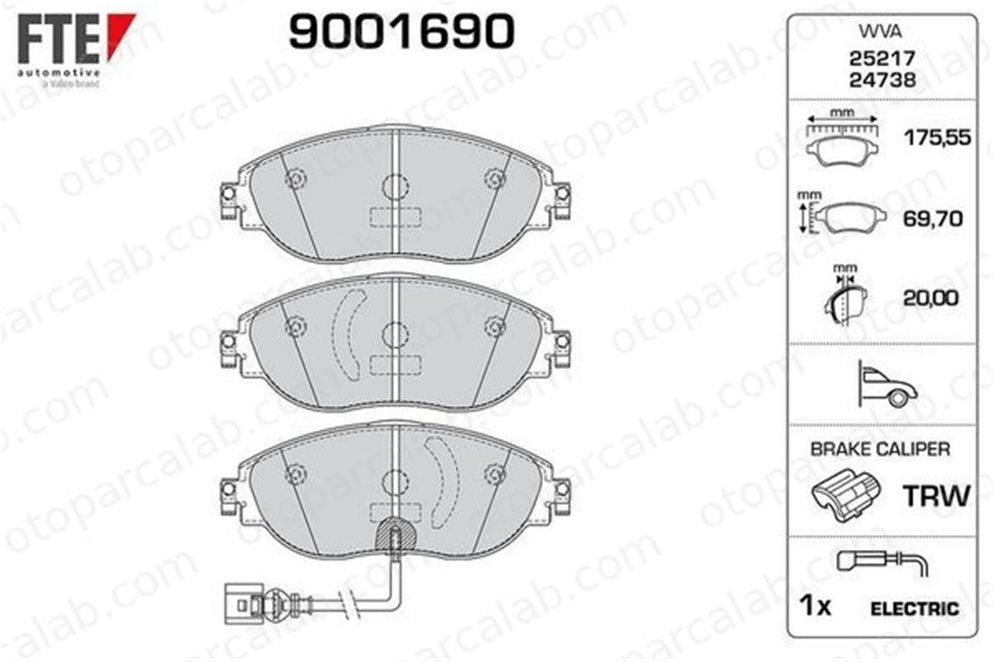 FTE 9001690 Fren Disk Balata Ön SKODA OCTAVIA III SEAT LEON 8V0698151C 3Q0698151B