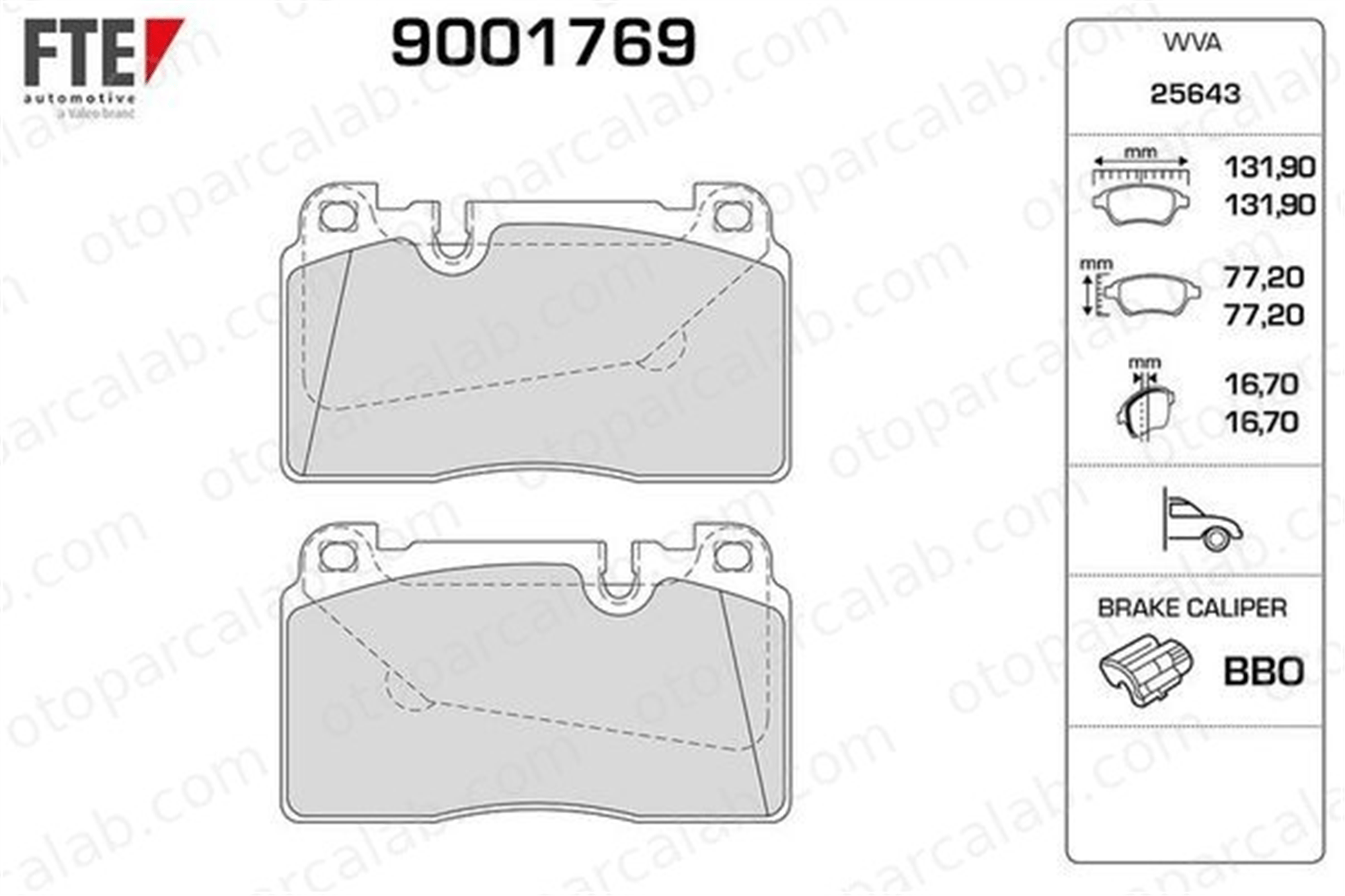 FTE 9001769 Fren Disk Balata Ön AUDI Q5 A7 Sportback 8R0698151AA 8R0698151C