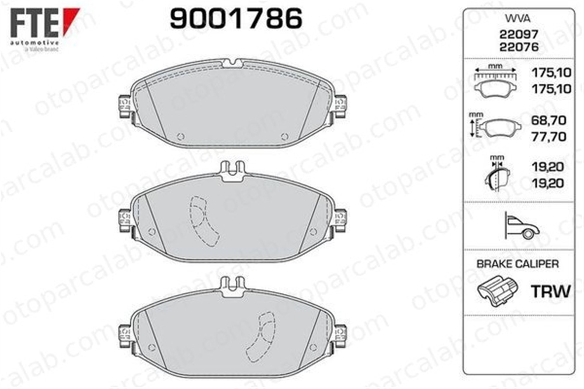 FTE 9001786 Fren Disk Balata Ön MERCEDES-BENZ E-SERISI C-SERISI A0004209300 A0004209103