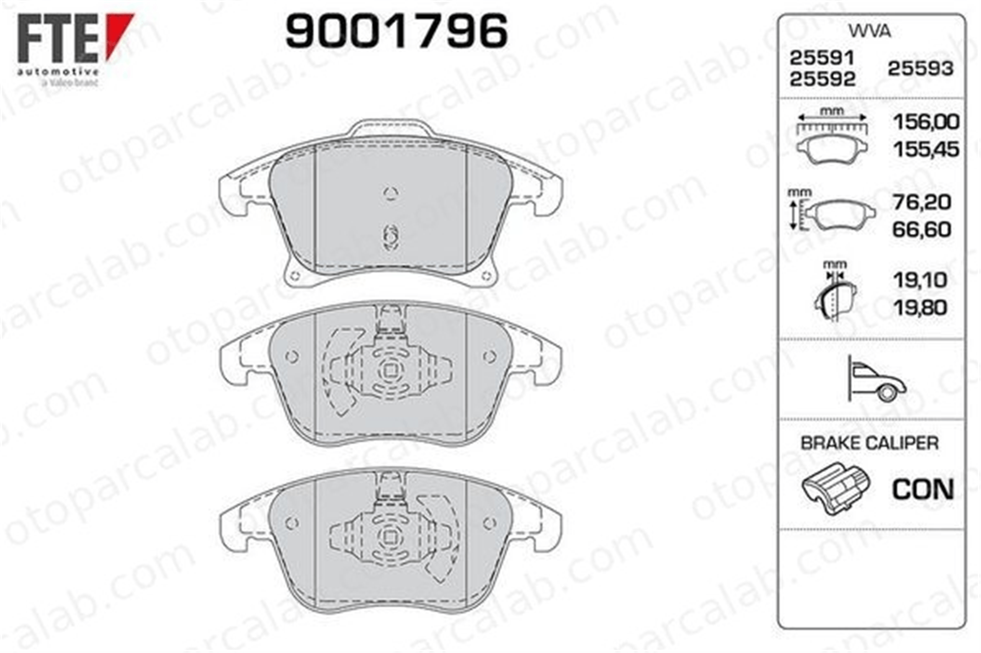 FTE 9001796 Fren Disk Balata Ön FORD MONDEO V Turnier MONDEO V Hatchback 1917494 2014119