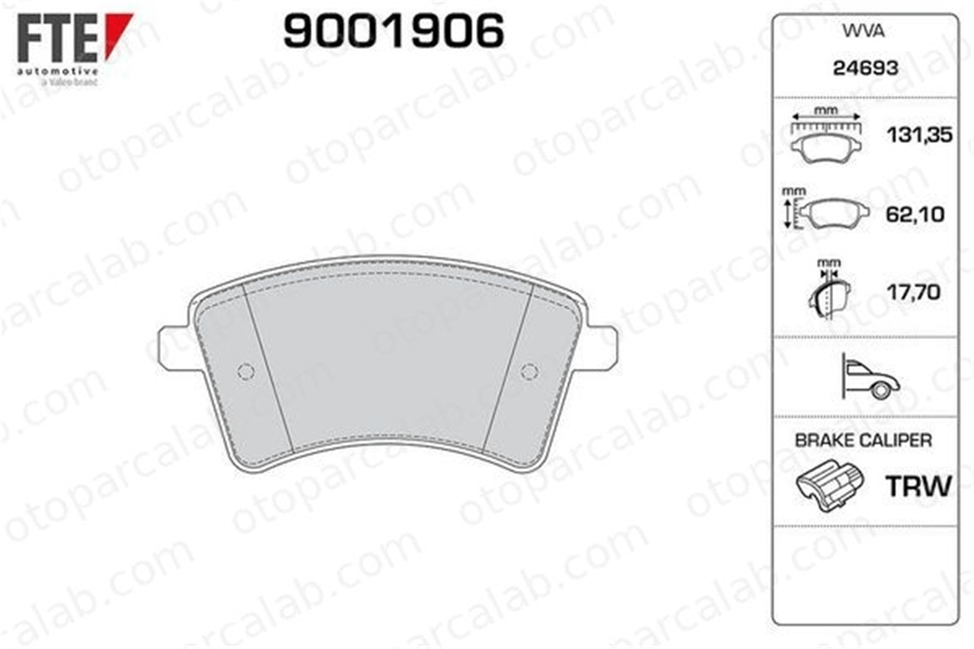 FTE 9001906 Fren Disk Balata Ön RENAULT KANGOO / GRAND KANGOO II KANGOO Express A4154210610 410601334R