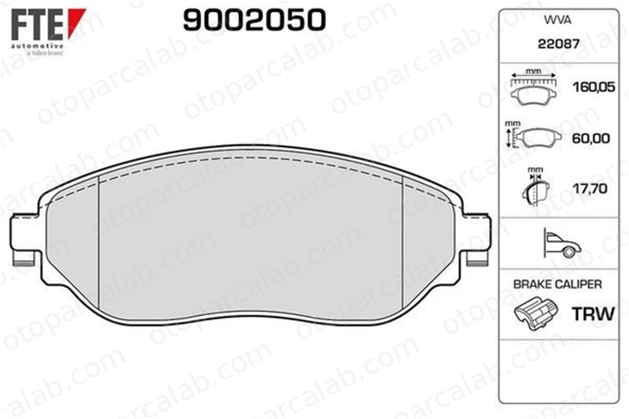 FTE 9002050 Fren Disk Balata Ön RENAULT TRAFIC III Minibüs/Otobüs TRAFIC III Panelvan/Van 410608638R410601073R4423332 6000620046