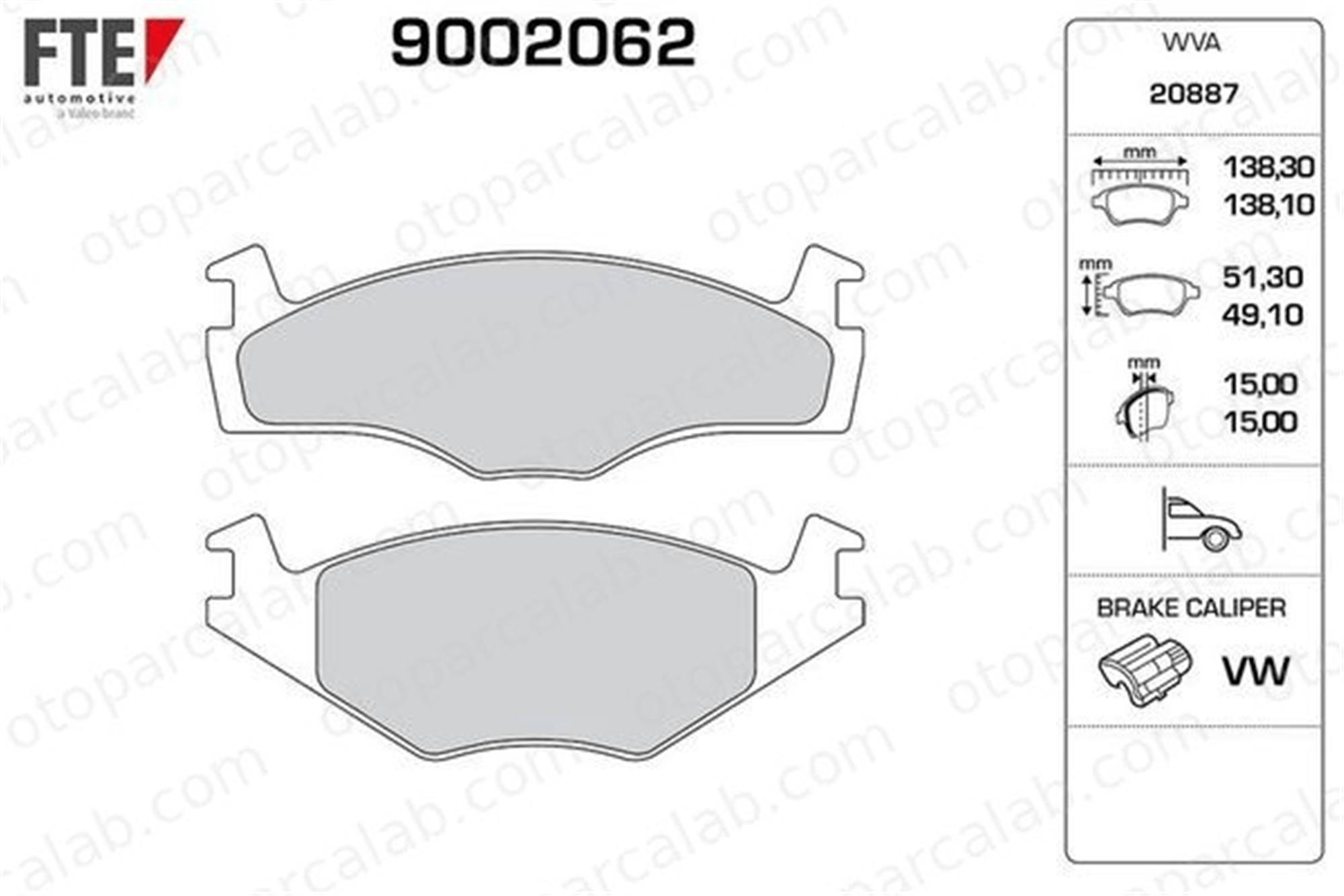FTE 9002062 Fren Disk Balata Ön VW JETTA II GOLF II 191698151L 191698151G