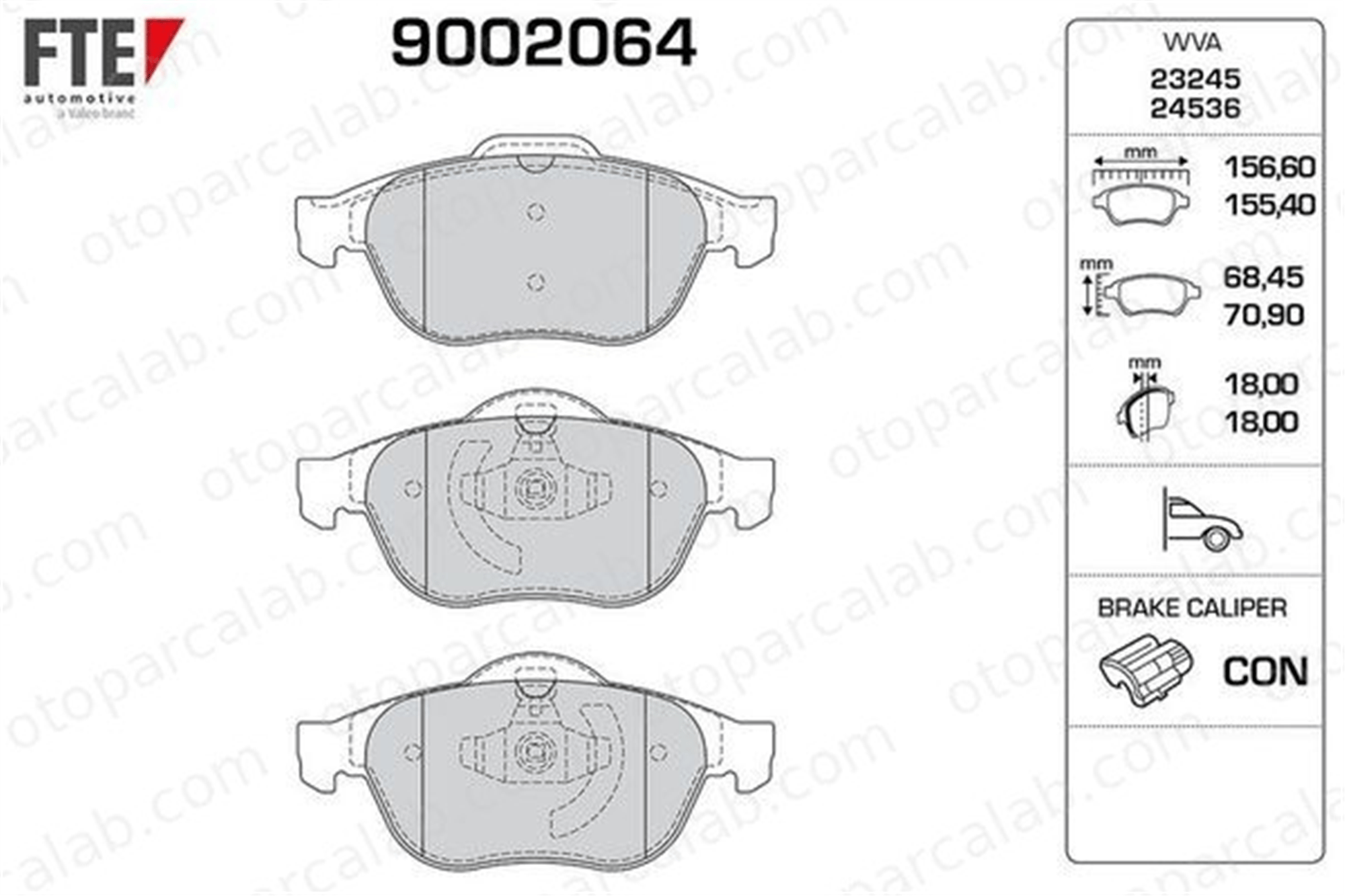 FTE 9002064 Fren Disk Balata Ön RENAULT GRAND SCÉNIC II SCÉNIC II 7701209101 7701209672