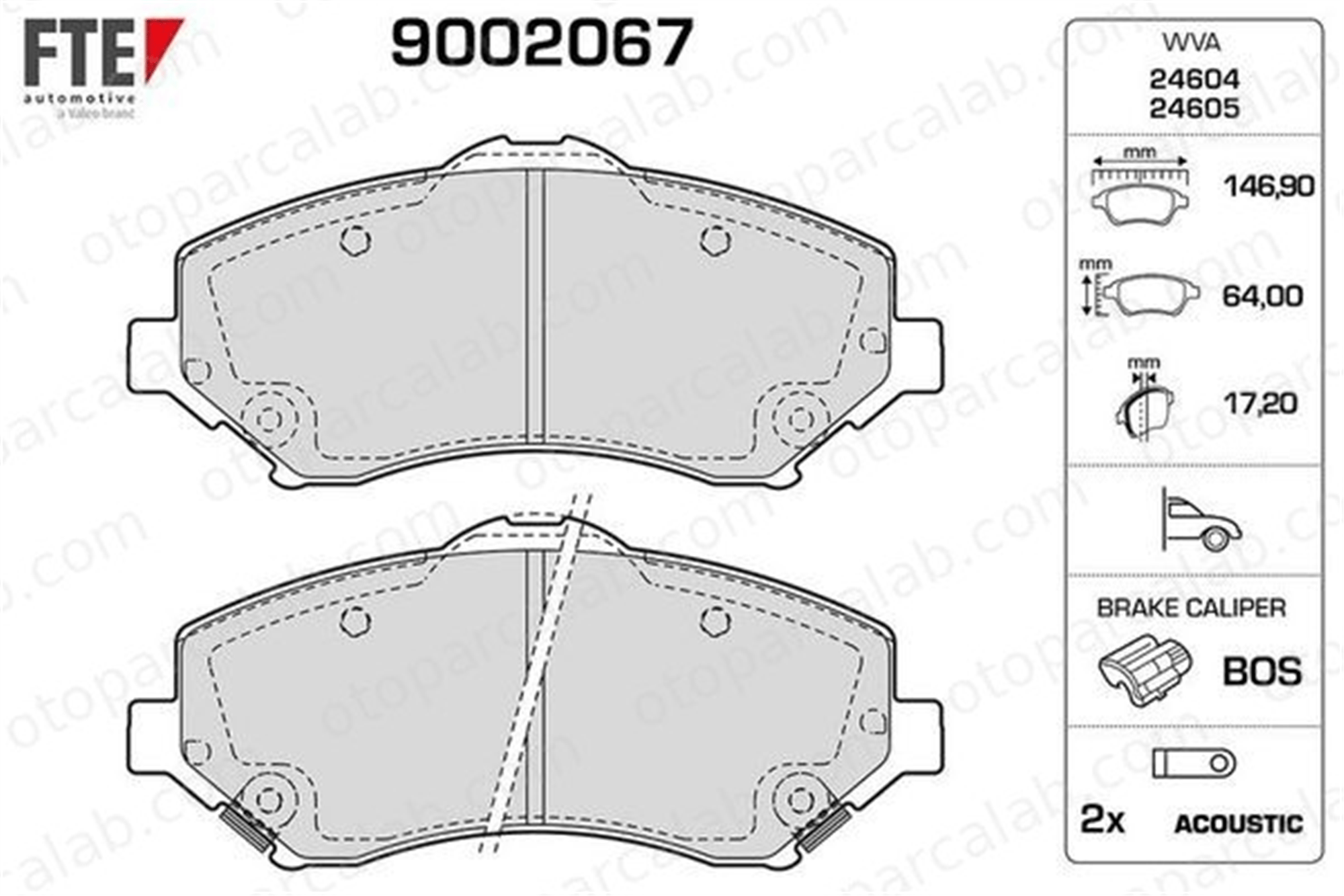 FTE 9002067 Fren Disk Balata Ön DODGE JOURNEY FIAT FREEMONT 68029263AA 68029264AA