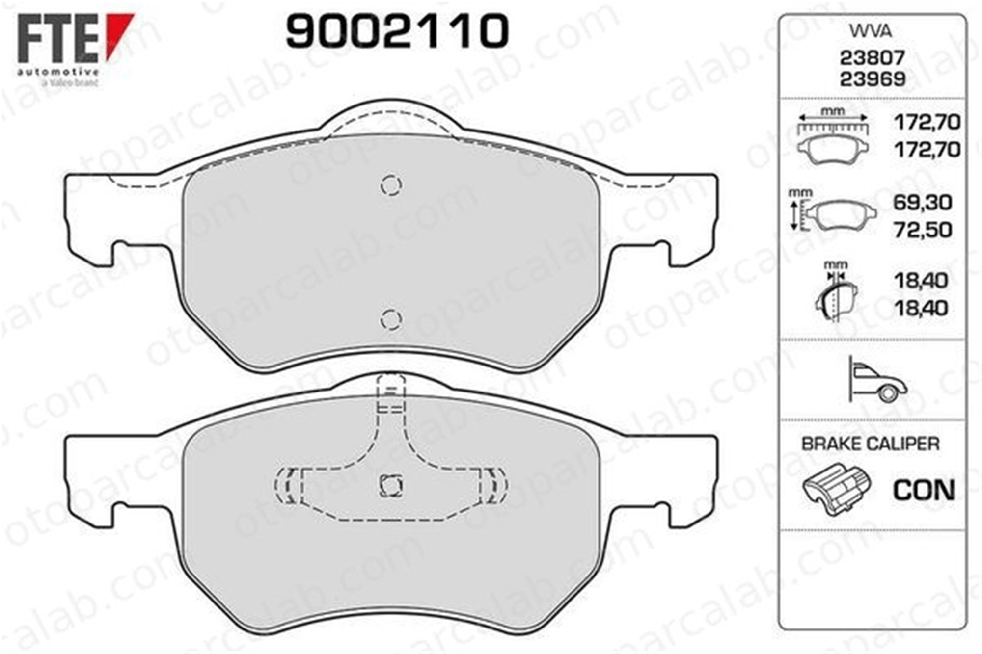 FTE 9002110 Fren Disk Balata Ön CHRYSLER VOYAGER IV VOYAGER / GRAND VOYAGER III 5015365AA 5072216AA