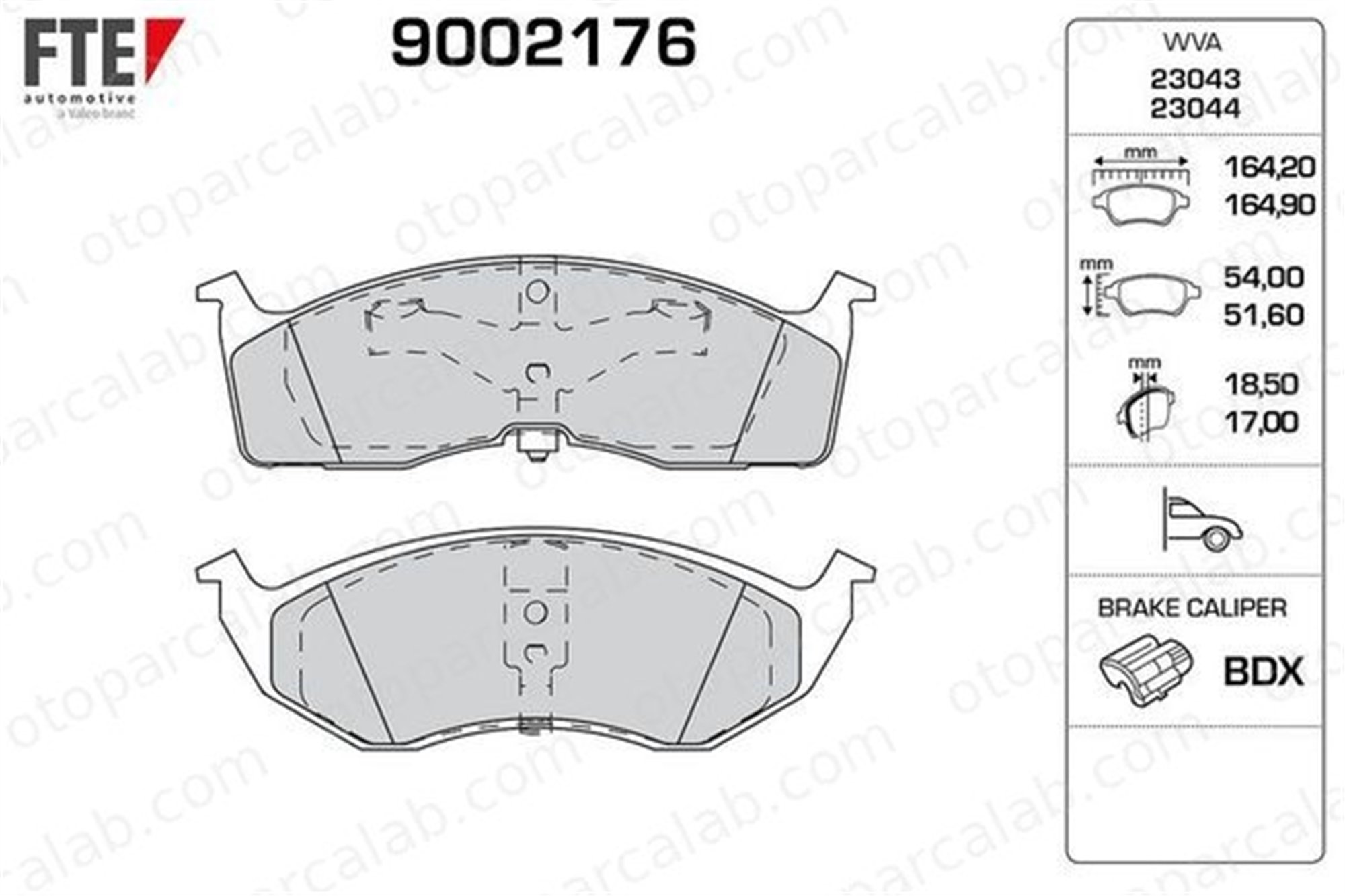 FTE 9002176 Fren Disk Balata Ön CHRYSLER VOYAGER / GRAND VOYAGER III DODGE CARAVAN 4728124 4762682