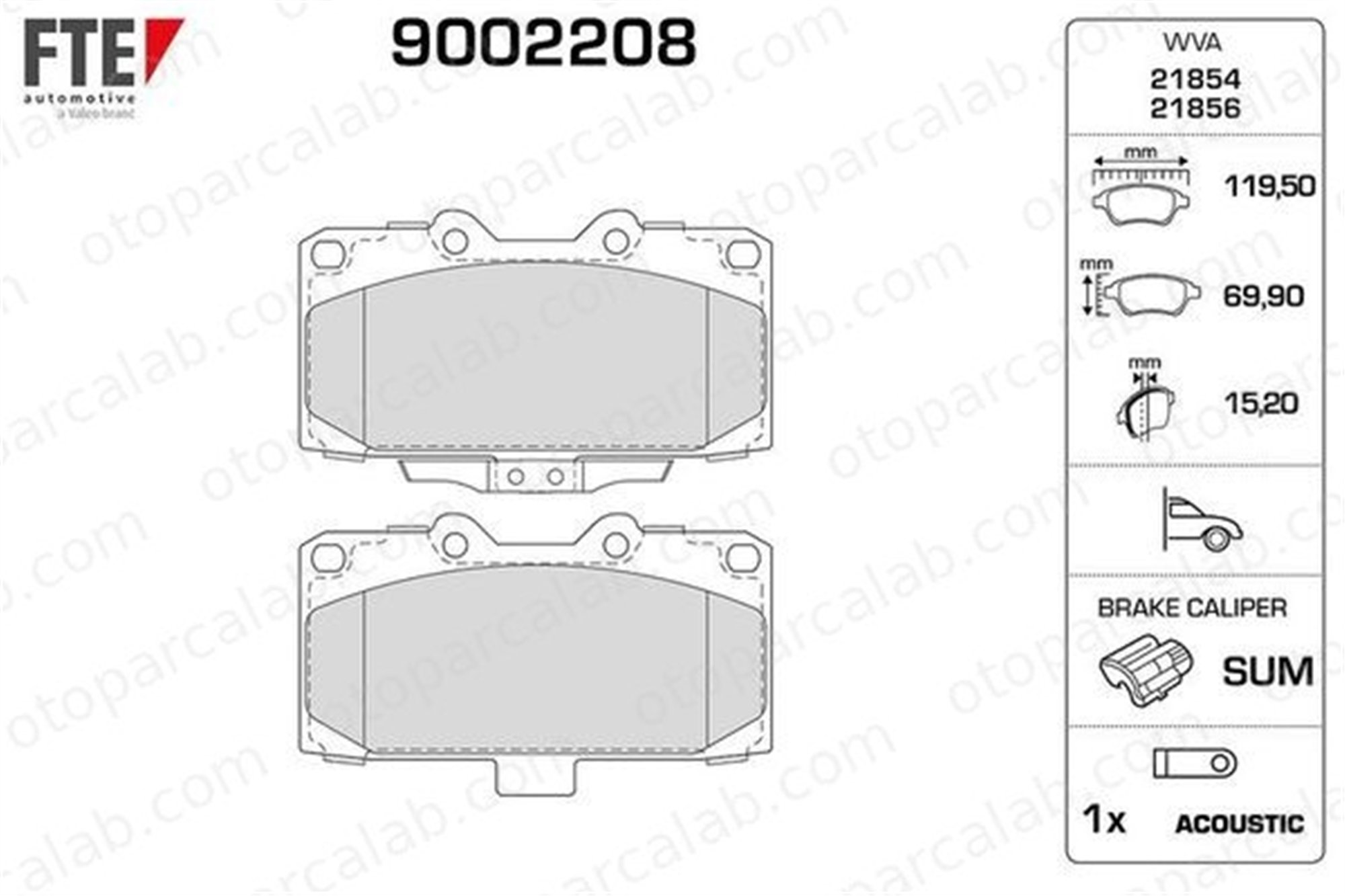 FTE 9002208 Fren Disk Balata Ön SUBARU IMPREZA Sedan IMPREZA Station wagon 26296AE120 26296AE121