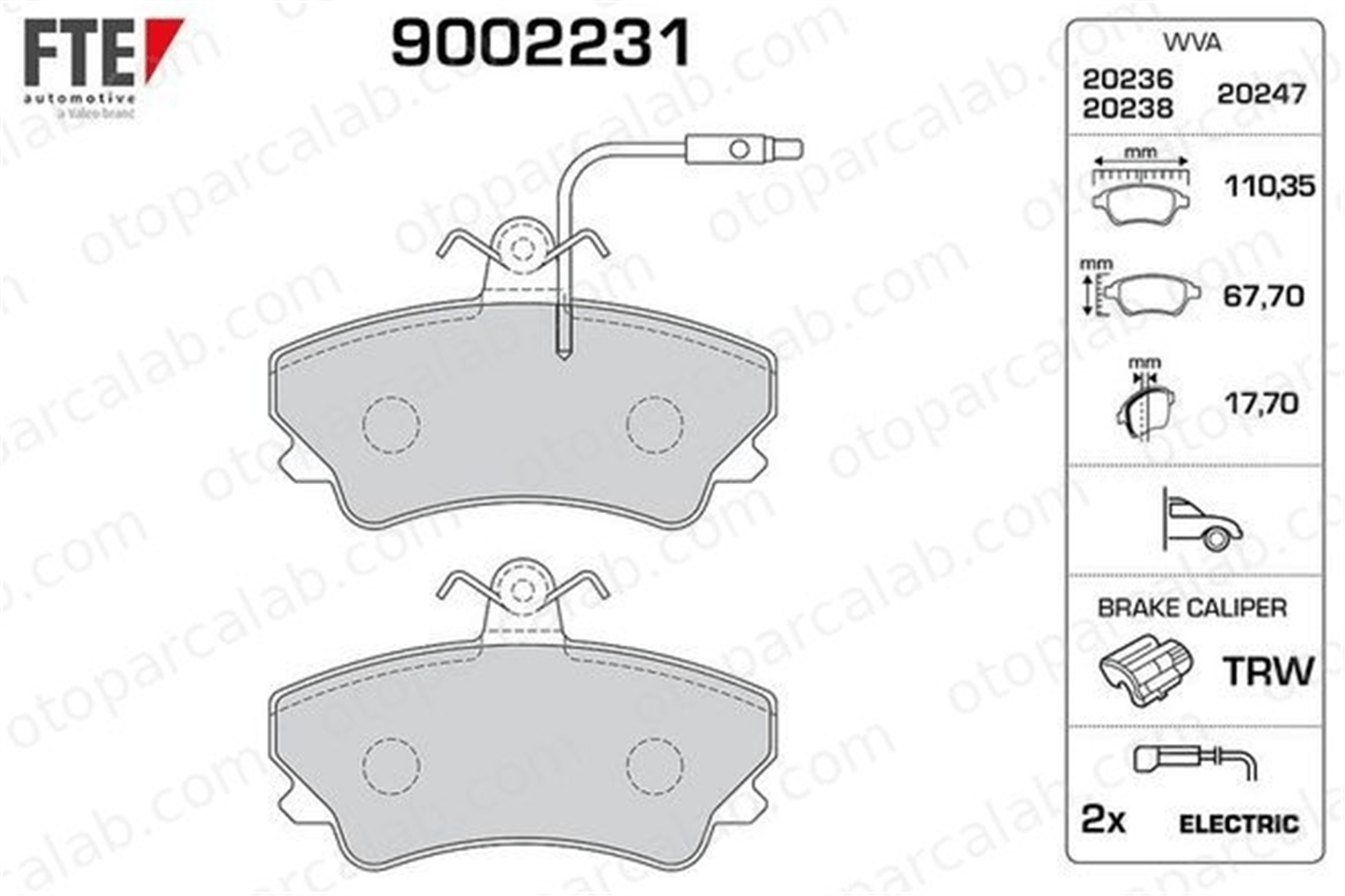 FTE 9002231 Fren Disk Balata Ön RENAULT ESPACE II ESPACE II VAN 6025170170 6025171456
