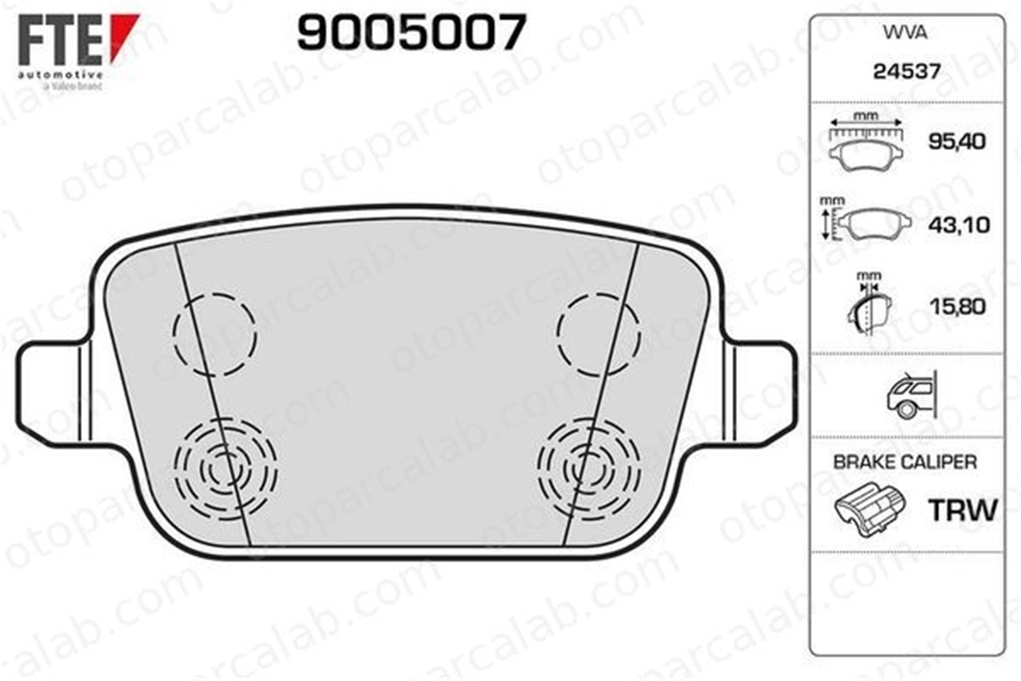 FTE 9005007 Fren Disk Balata Arka VOLVO V70 III S80 II 6G9J2M008GB LR003657