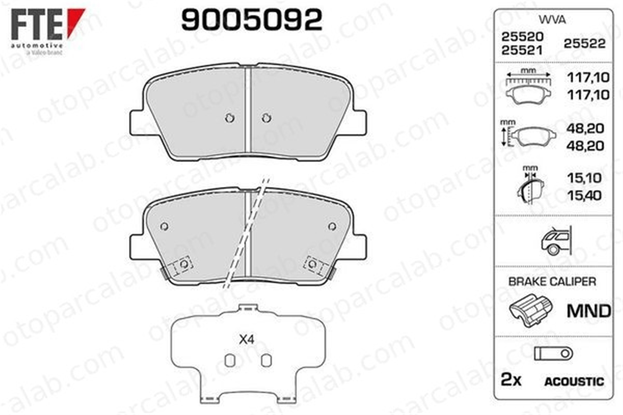 FTE 9005092 Fren Disk Balata Arka HYUNDAI SANTA FÉ III KIA SORENTO II 58302J5A00 58302J5A25