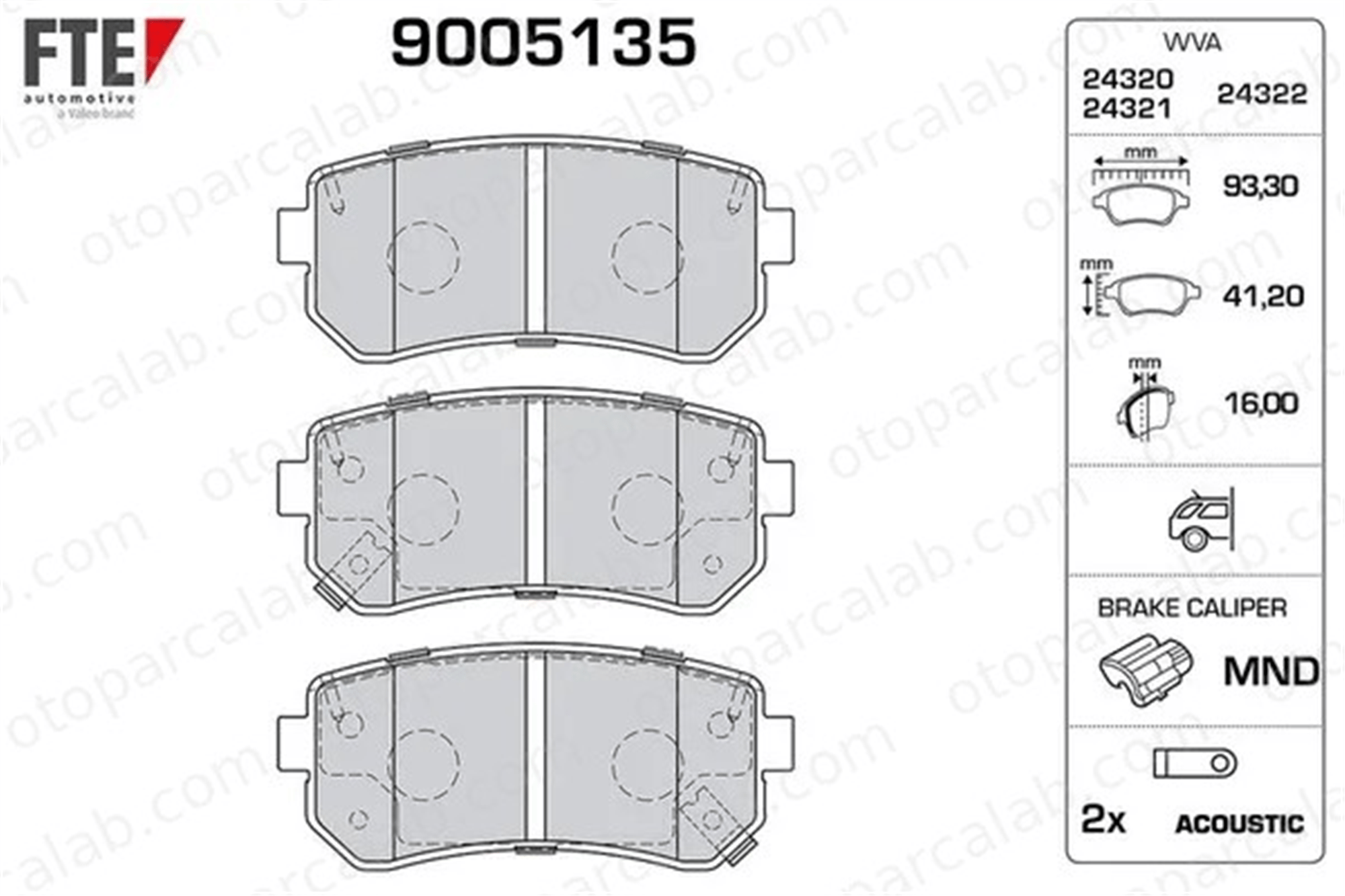 FTE 9005135 Fren Disk Balata Arka KIA CEE'D SW PRO CEE'D 583020ZA00 583021GA00